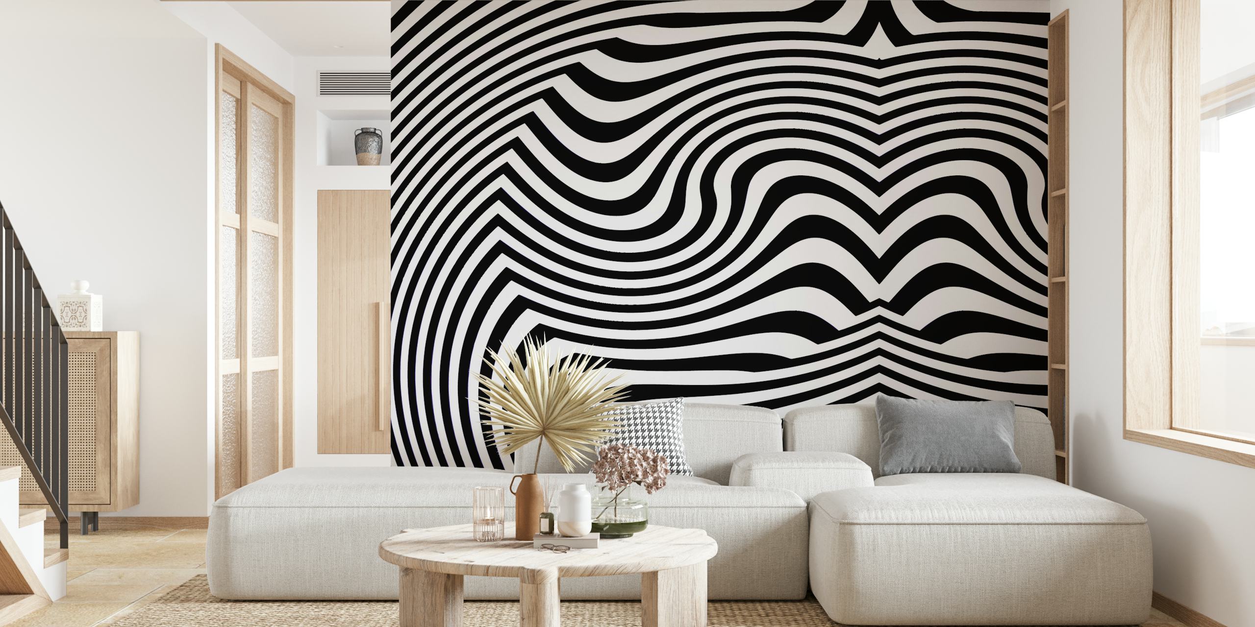 Stunning Black and White Optical Illusion Wallpaper design for interior walls