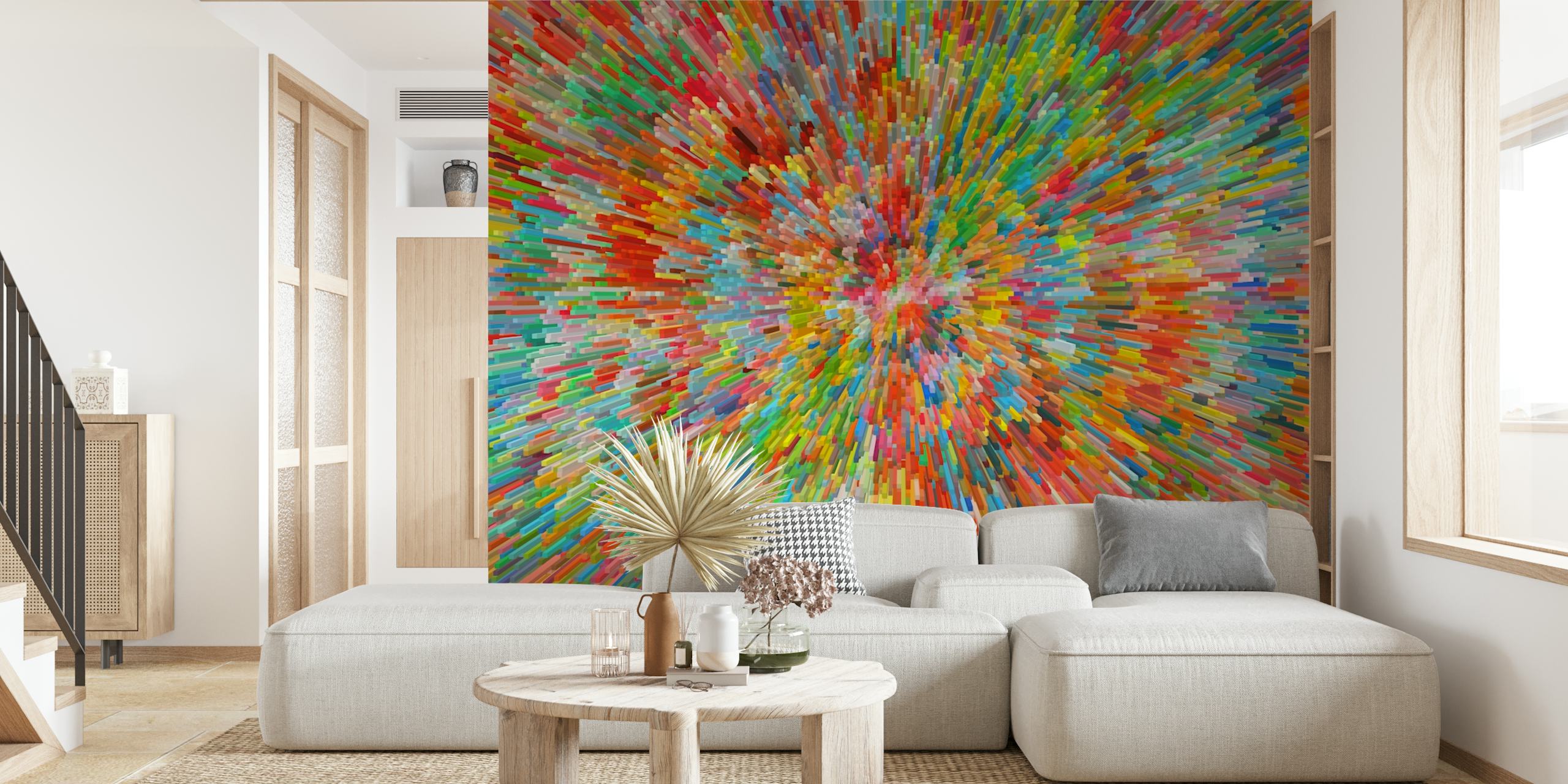 Colorful abstract burst pattern in various hues wallpaper