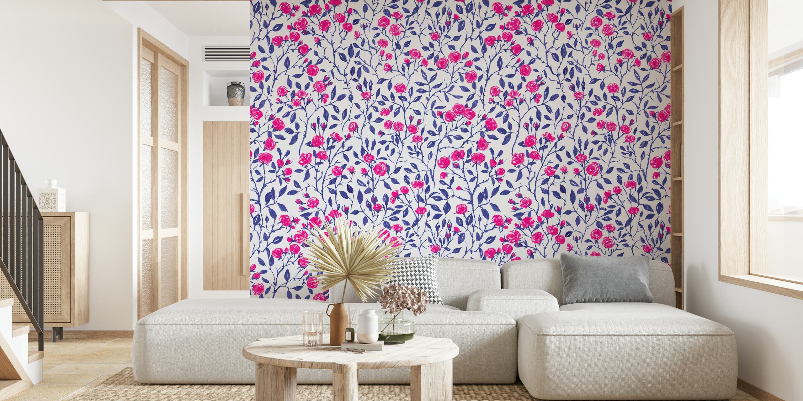 Papel de parede Red rose bush em um quarto