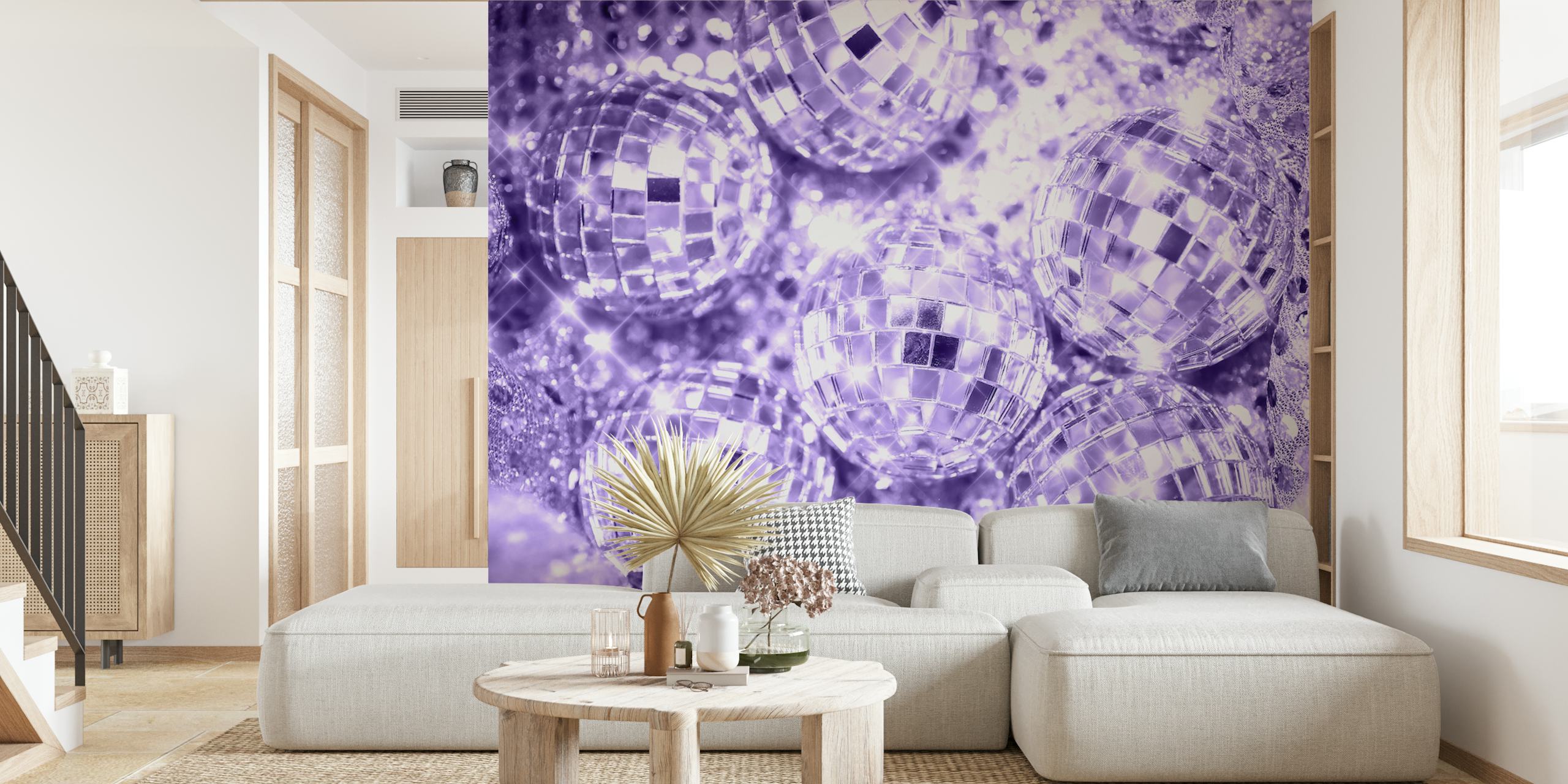Disco balls wallpaper displayed in a room