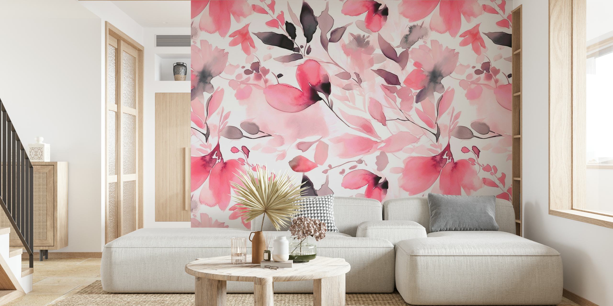 Pink Watercolor Flowers II wallpaper