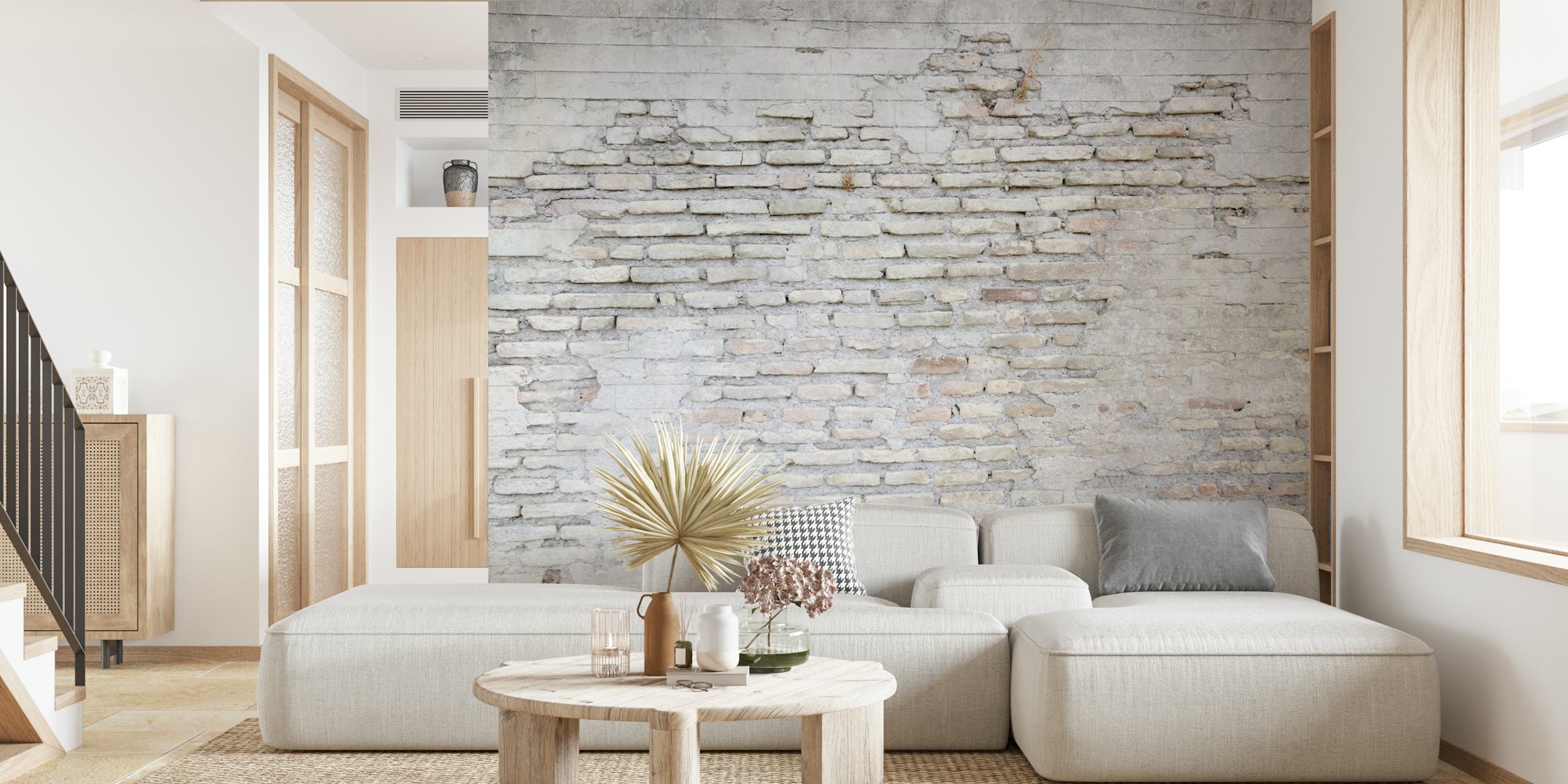 Rustic Roman Brick Wall wallpaper displayed in a room