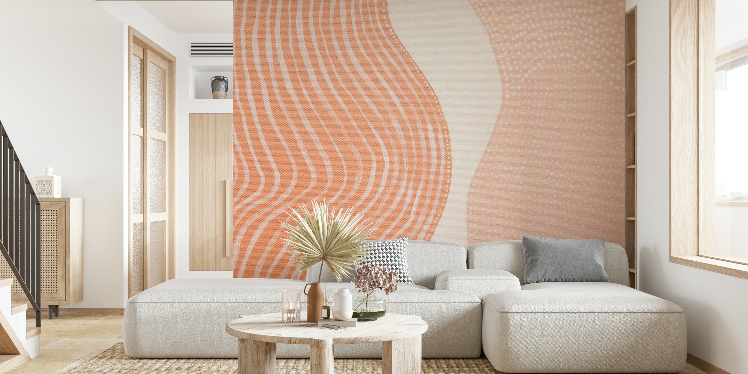 Orange Peach Abstract Painting behang