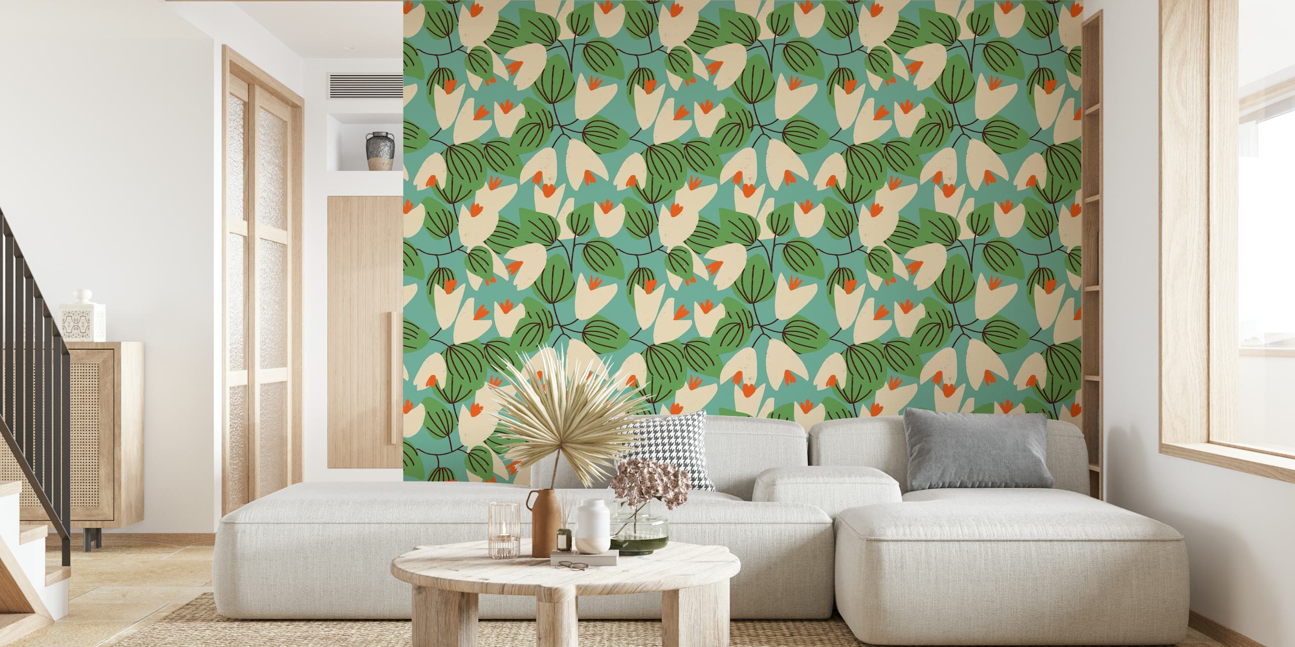 Mid Summer Flower Blue wallpaper pattern