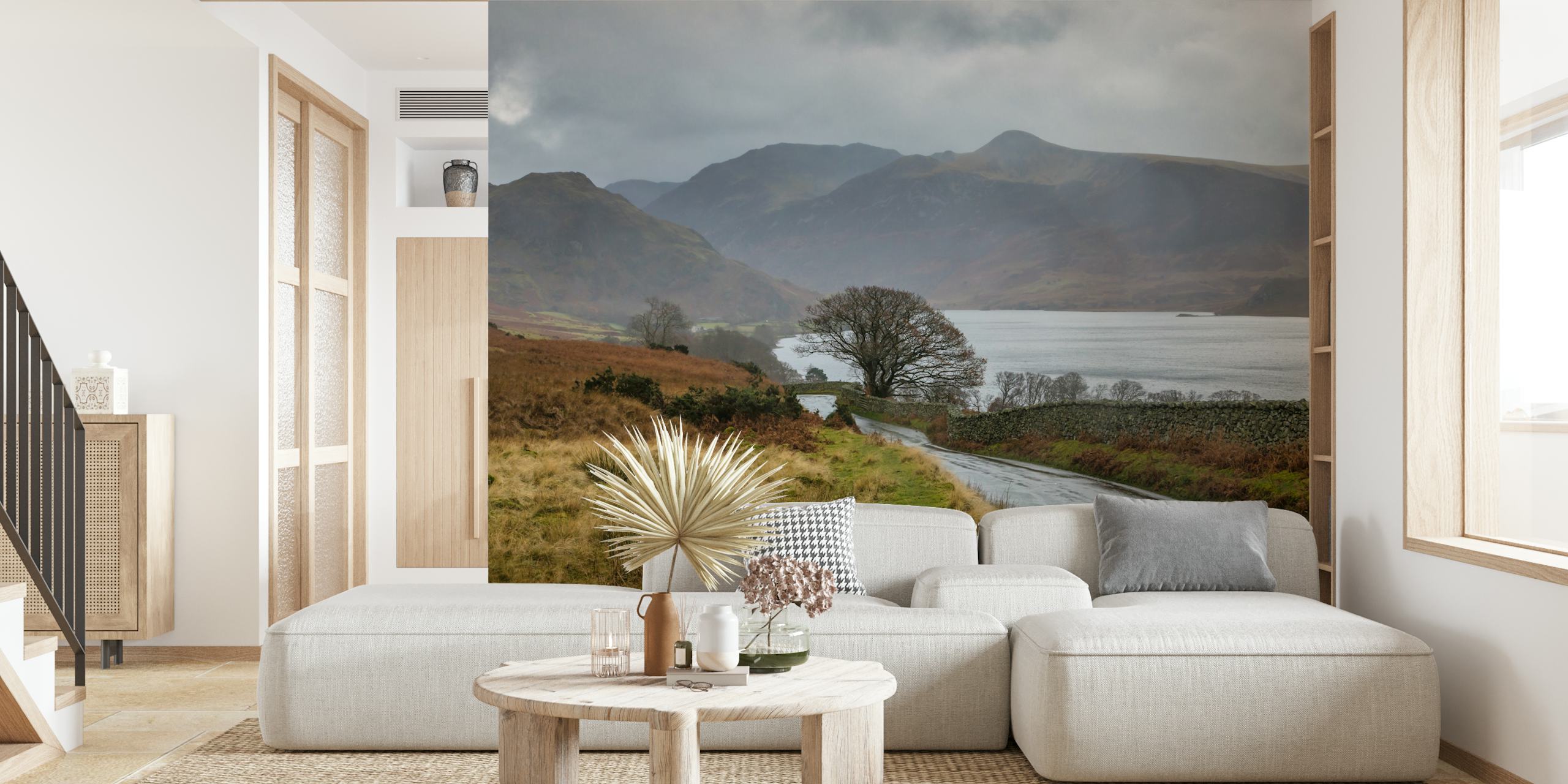 serene landscape of Lake District mountains and lake wallpaper