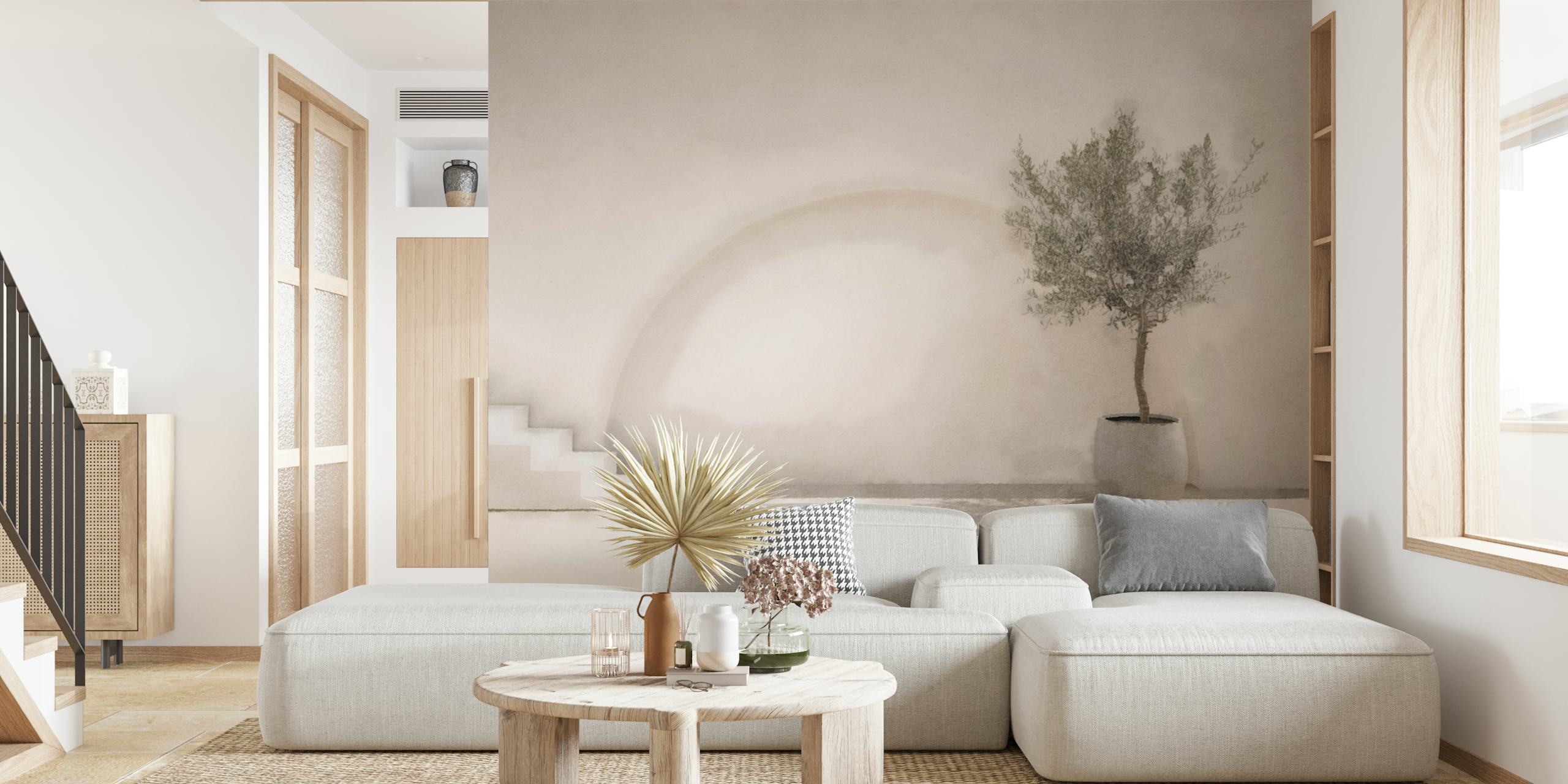 Olive Tree Watercolor tapetti huoneessa