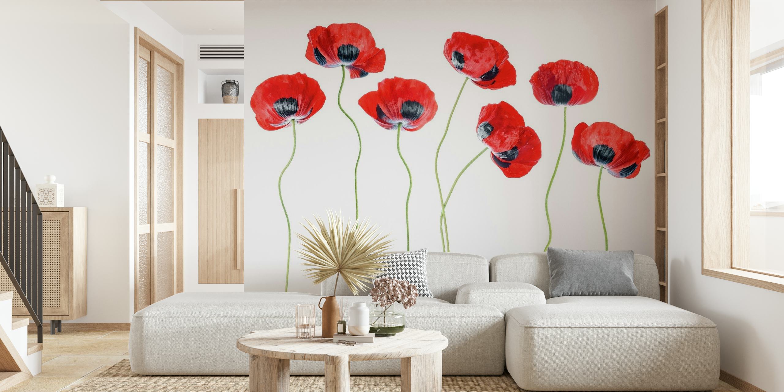 Red poppy flowers wall mural
