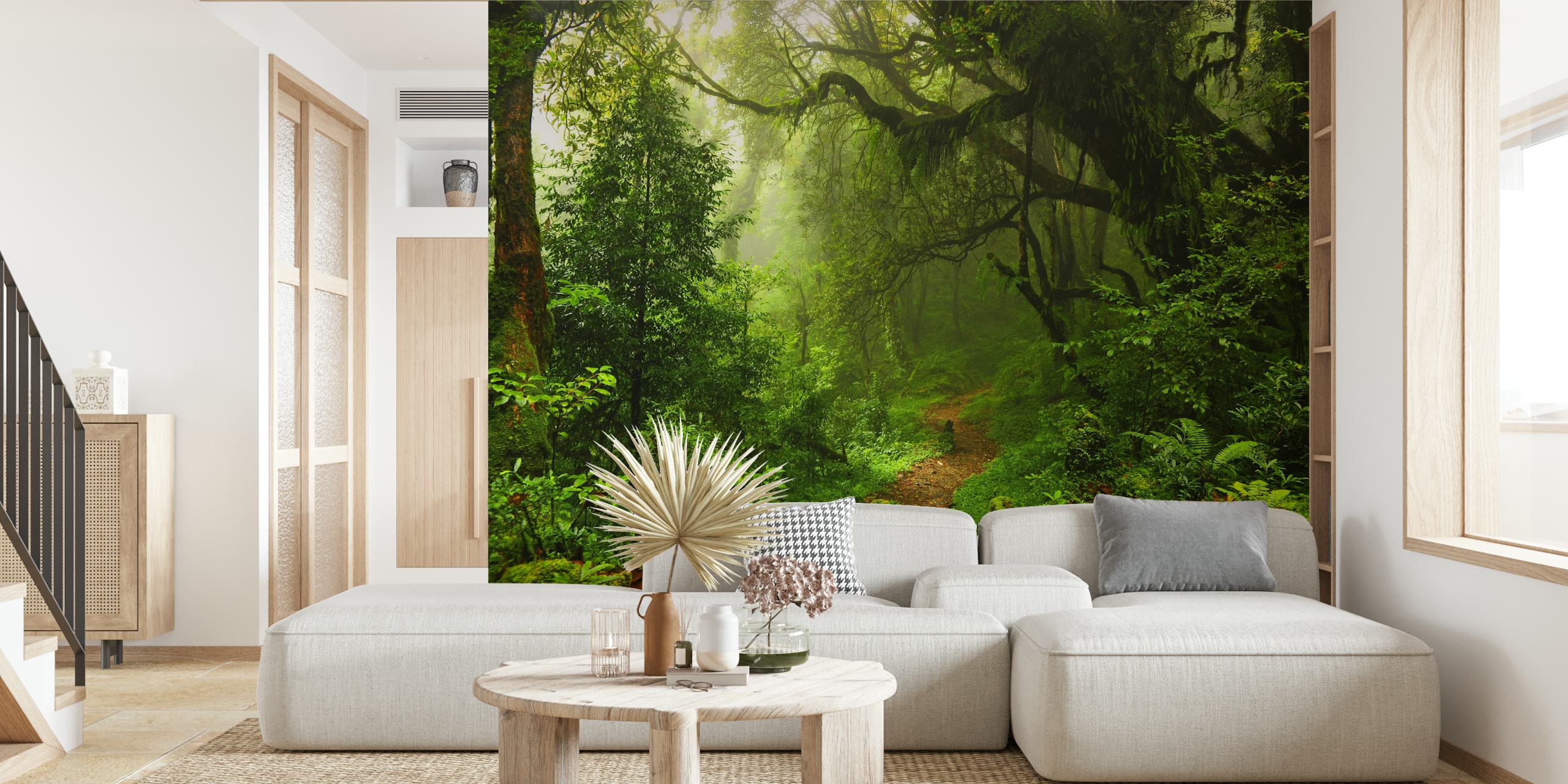 Papier peint Jungle affiché dans une pièce
