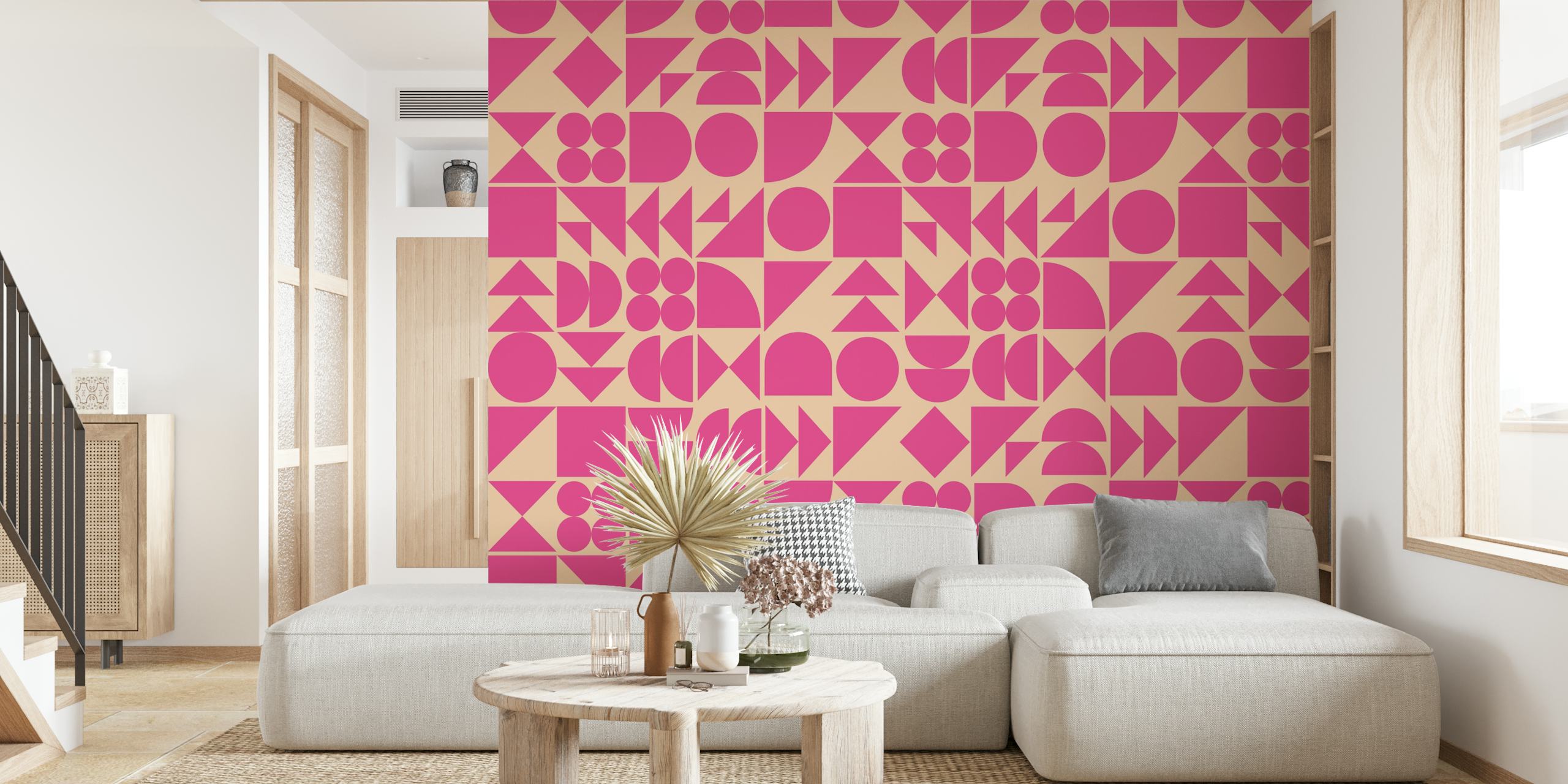 Papier peint Shapes in Hot Pink dans une pièce