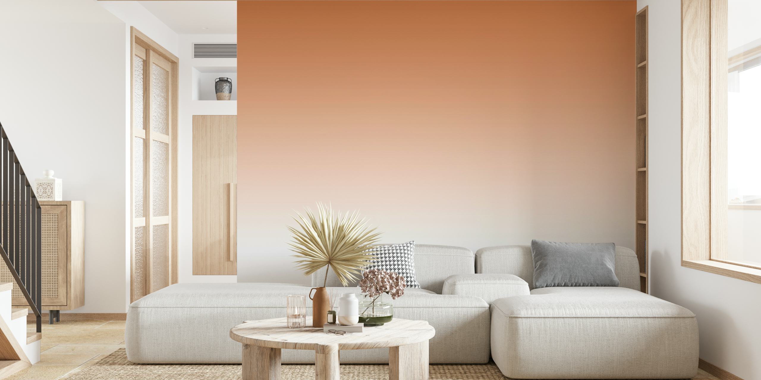 Ombre brown wallpaper in een moderne kamer