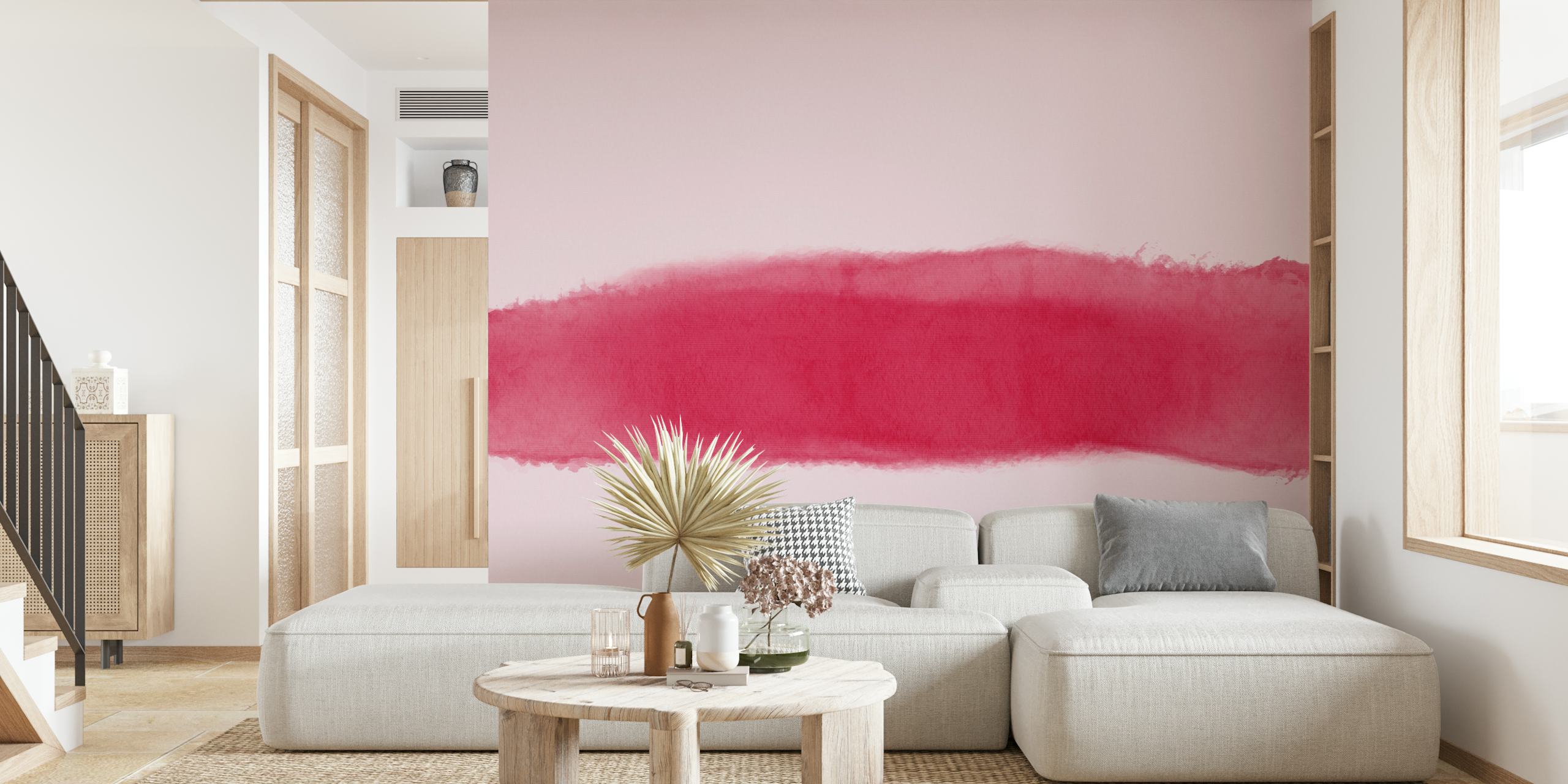 Abstract pink watercolor stripes wallpaper
