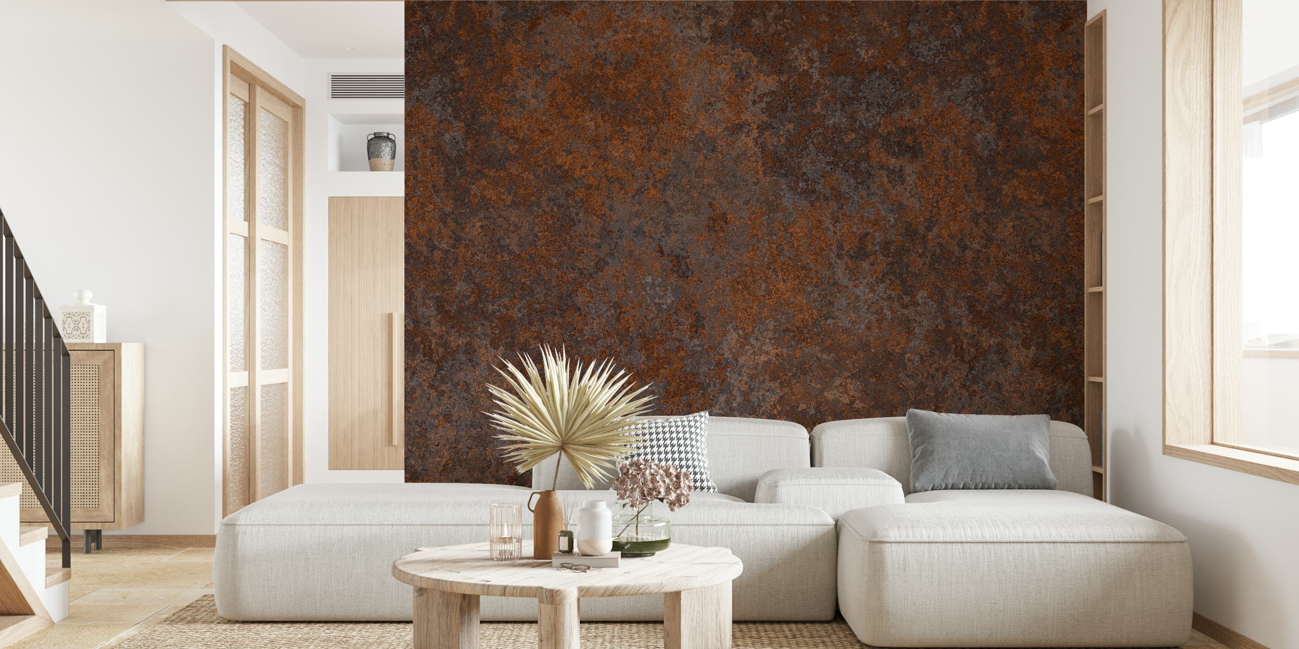 Rust corroded metal tapet i et rom