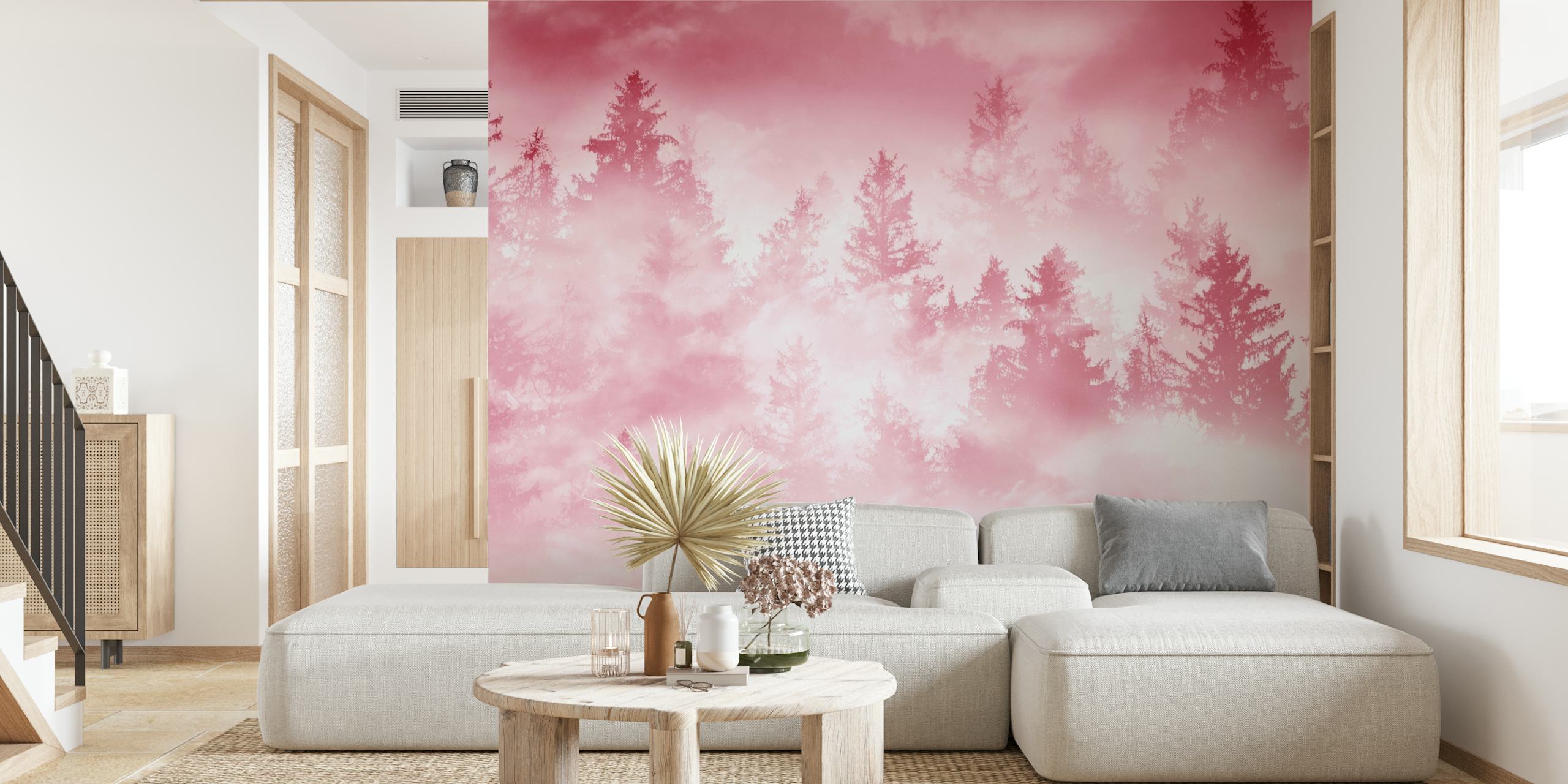 Viva Magenta Forest Dream Tapete in einem Raum