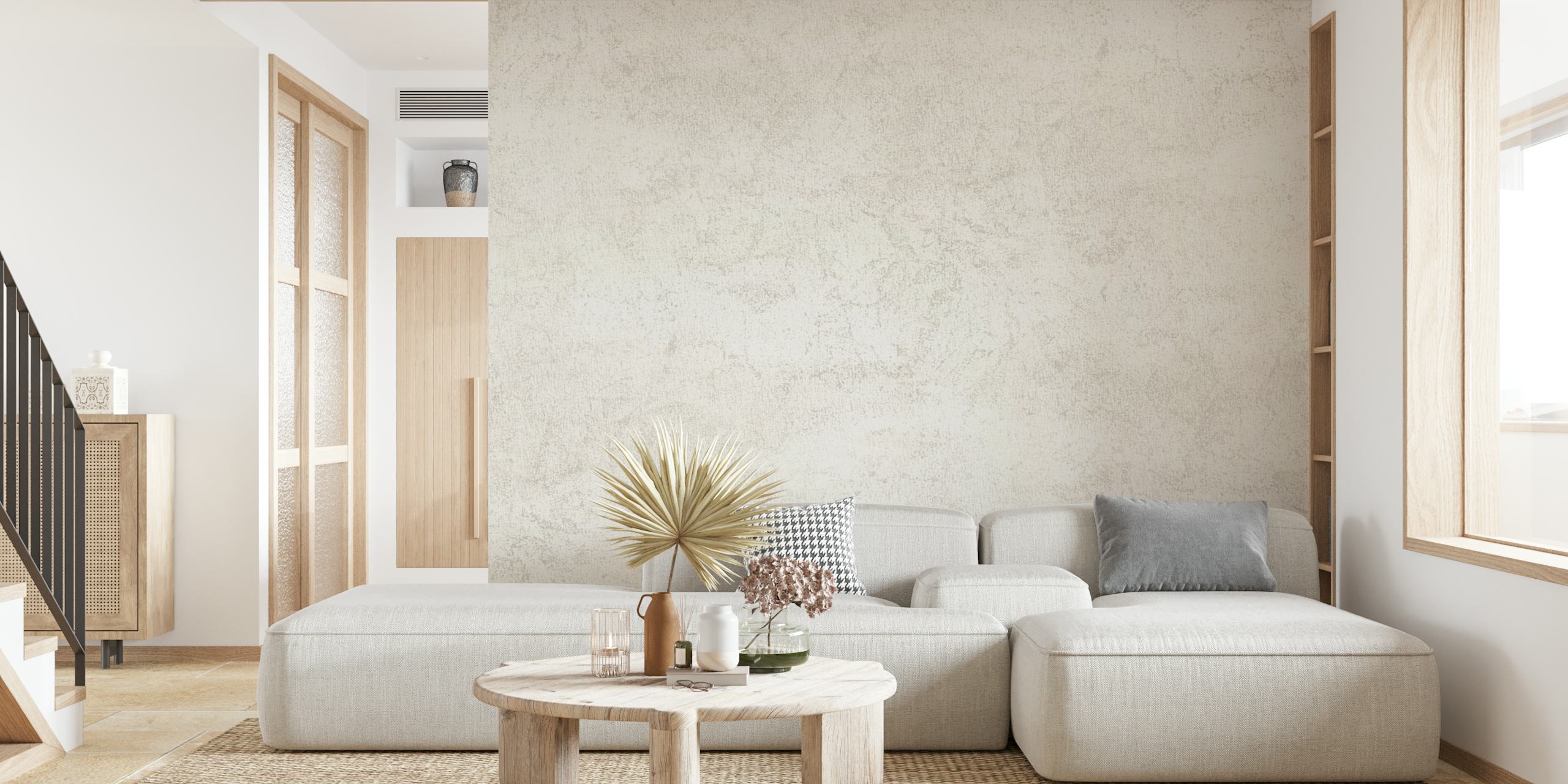Abstract old wall warm grey wallpaper in a room