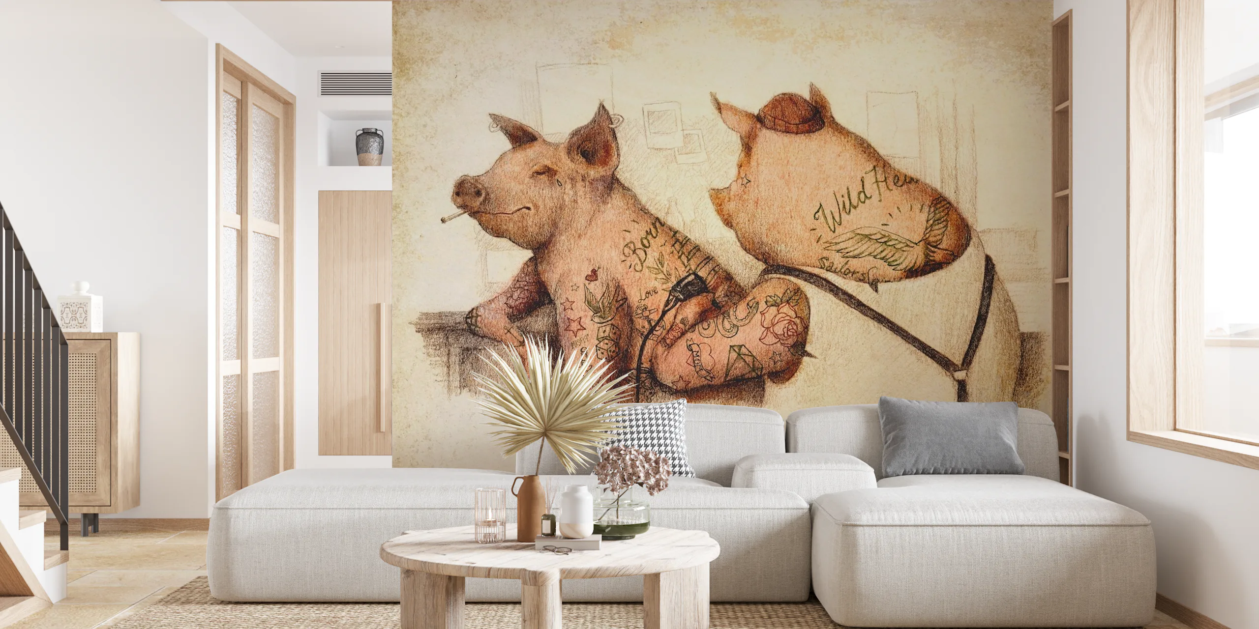 Ink and Oink II Wallpaper - Happywall