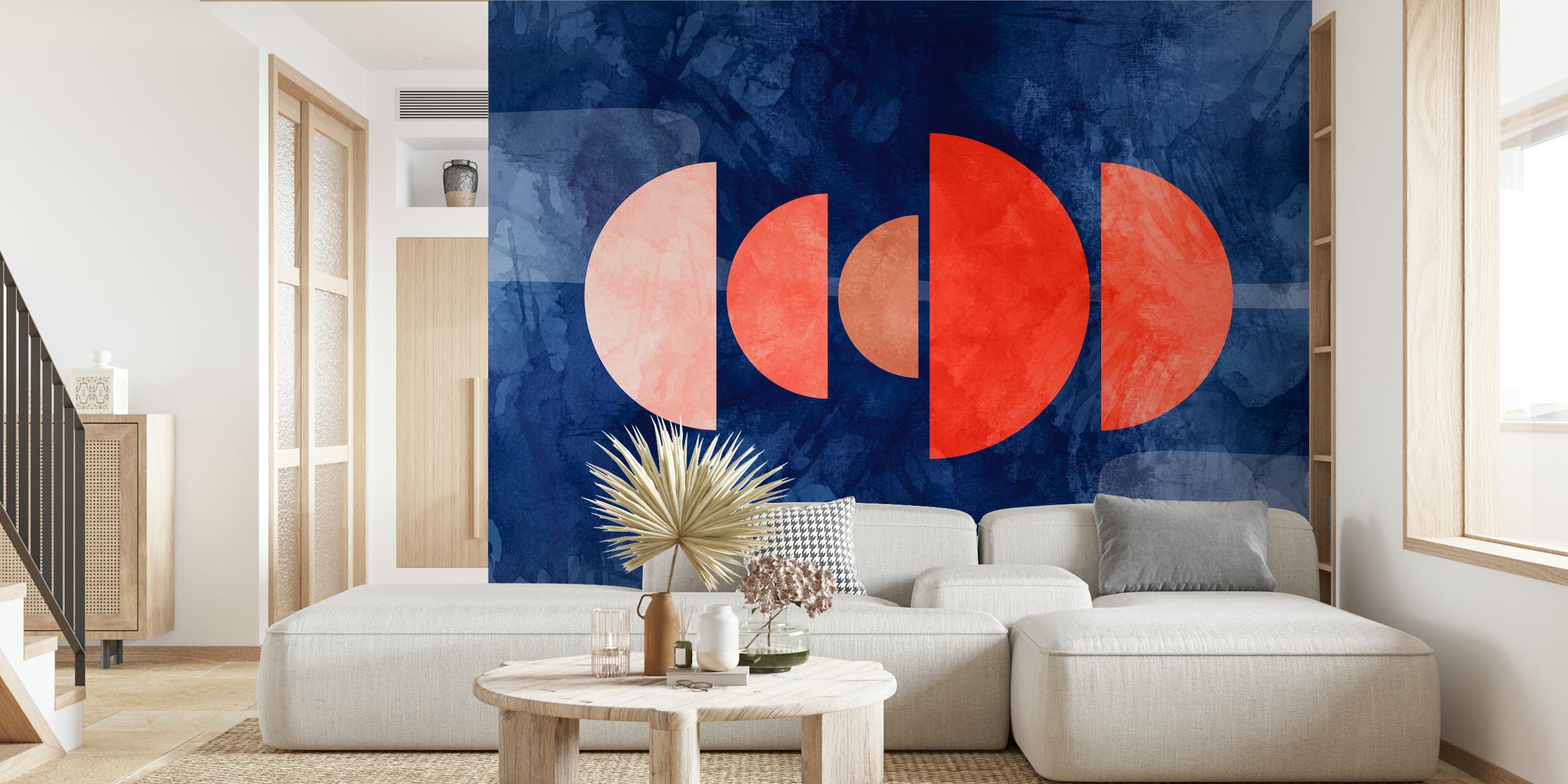 Vibrant Mid Century Bauhaus Moon papier peint dans une pièce