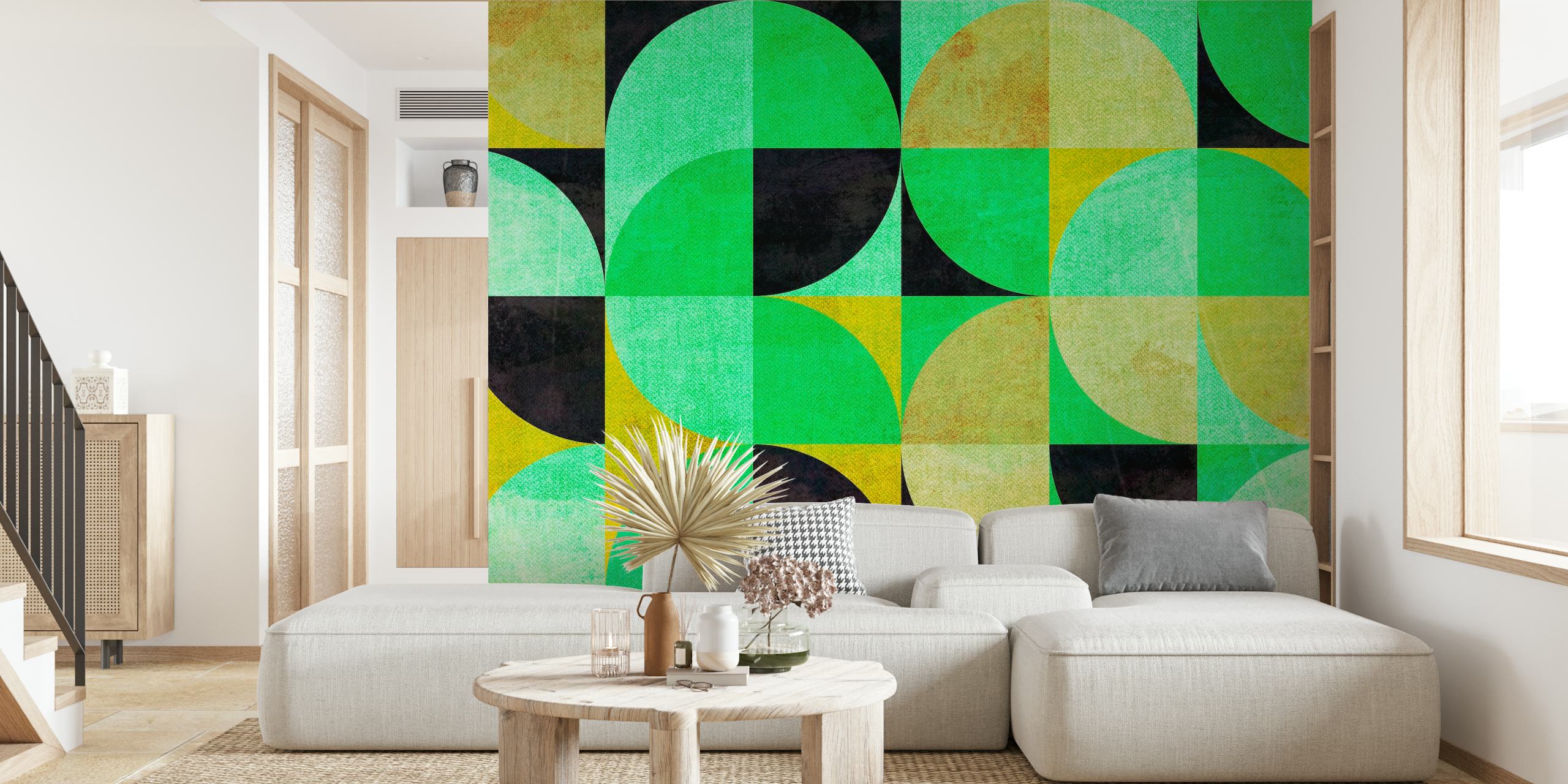 80s Retro Neon Mint Abstract wallpaper in a room