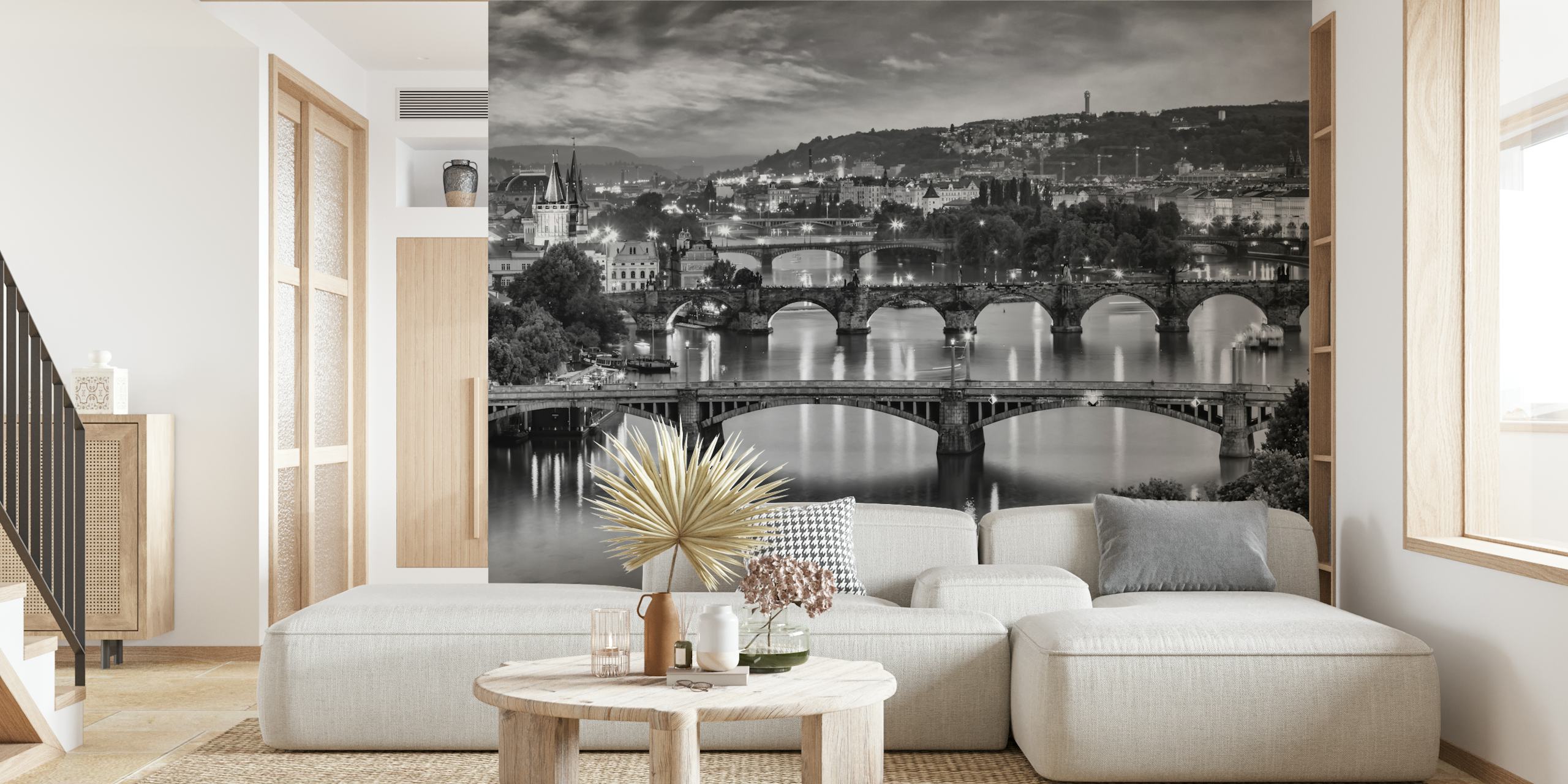 Vltava bridges in Prague tapet i et stilfullt rom