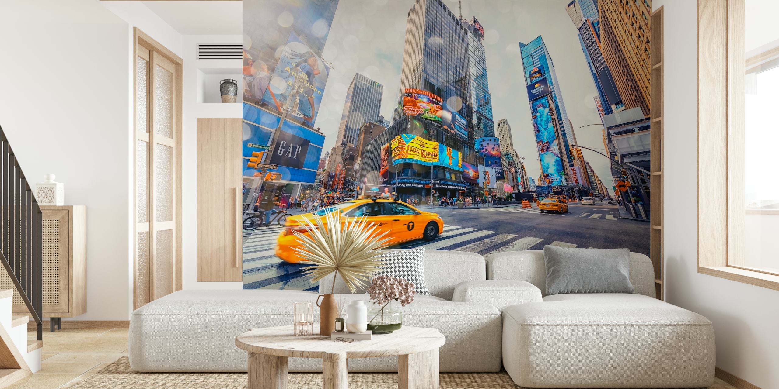 Wandbild „Yellow Taxi Cab“ in einer urbanen Umgebung