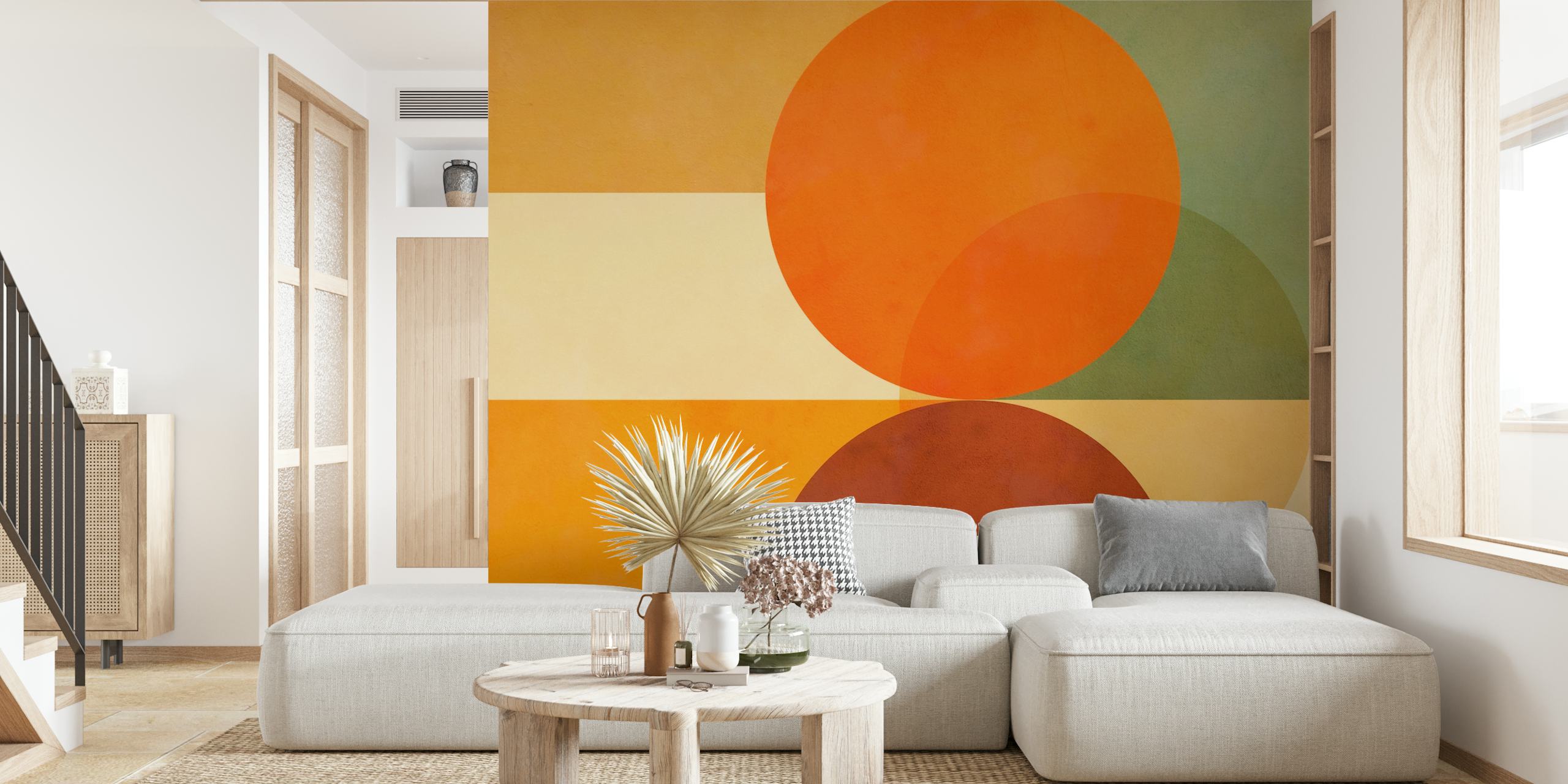 Mid-Century Fall Colours mural in a room