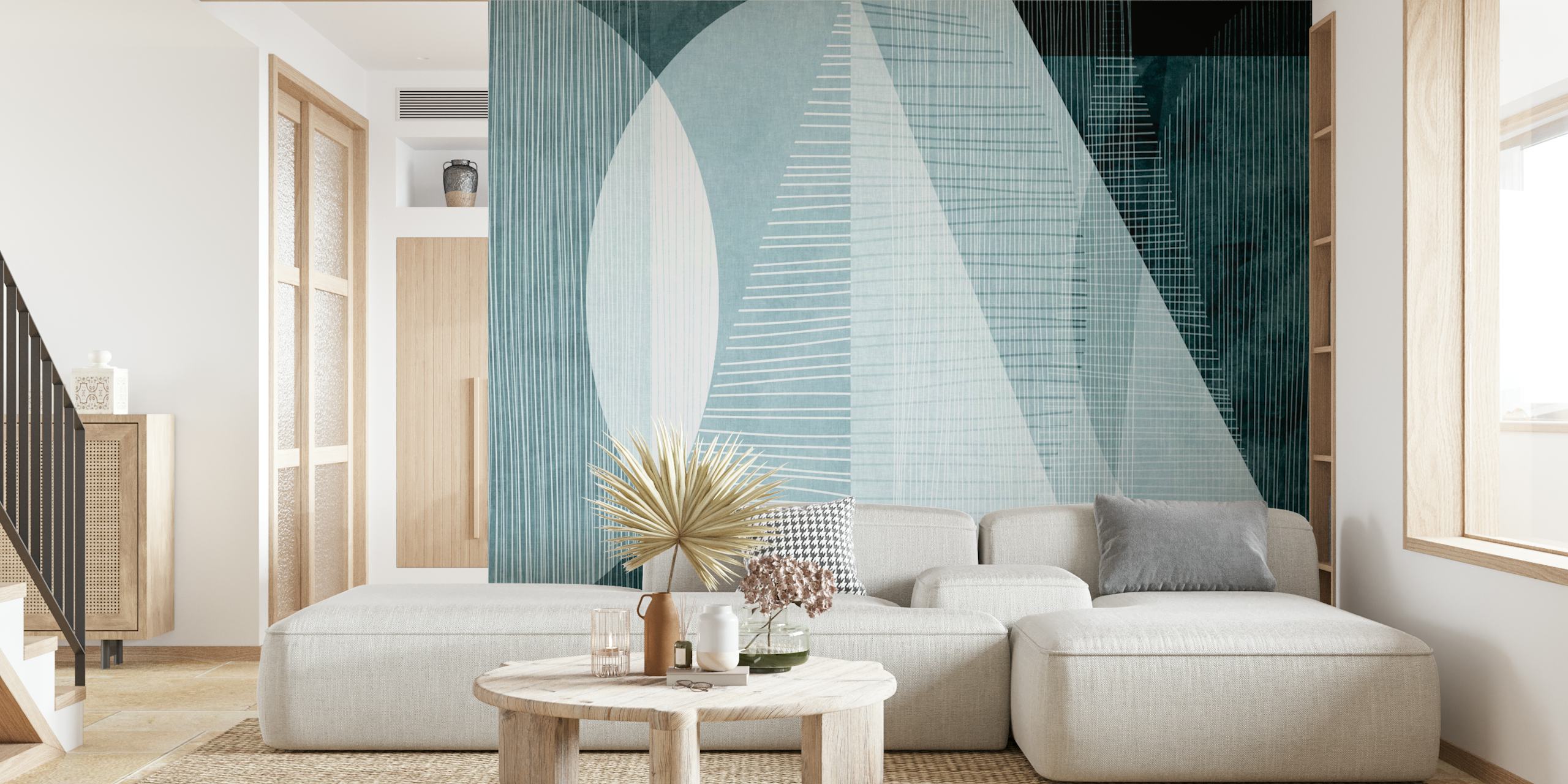 Geometric lines and shapes in black and white wallpaper