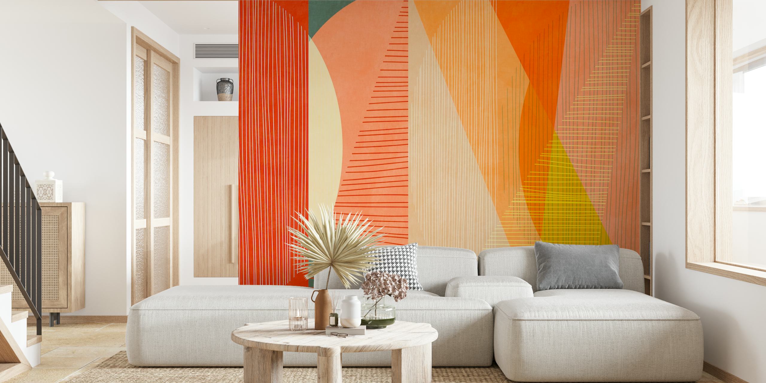 Boho orange fall tapettisuunnittelu huoneessa