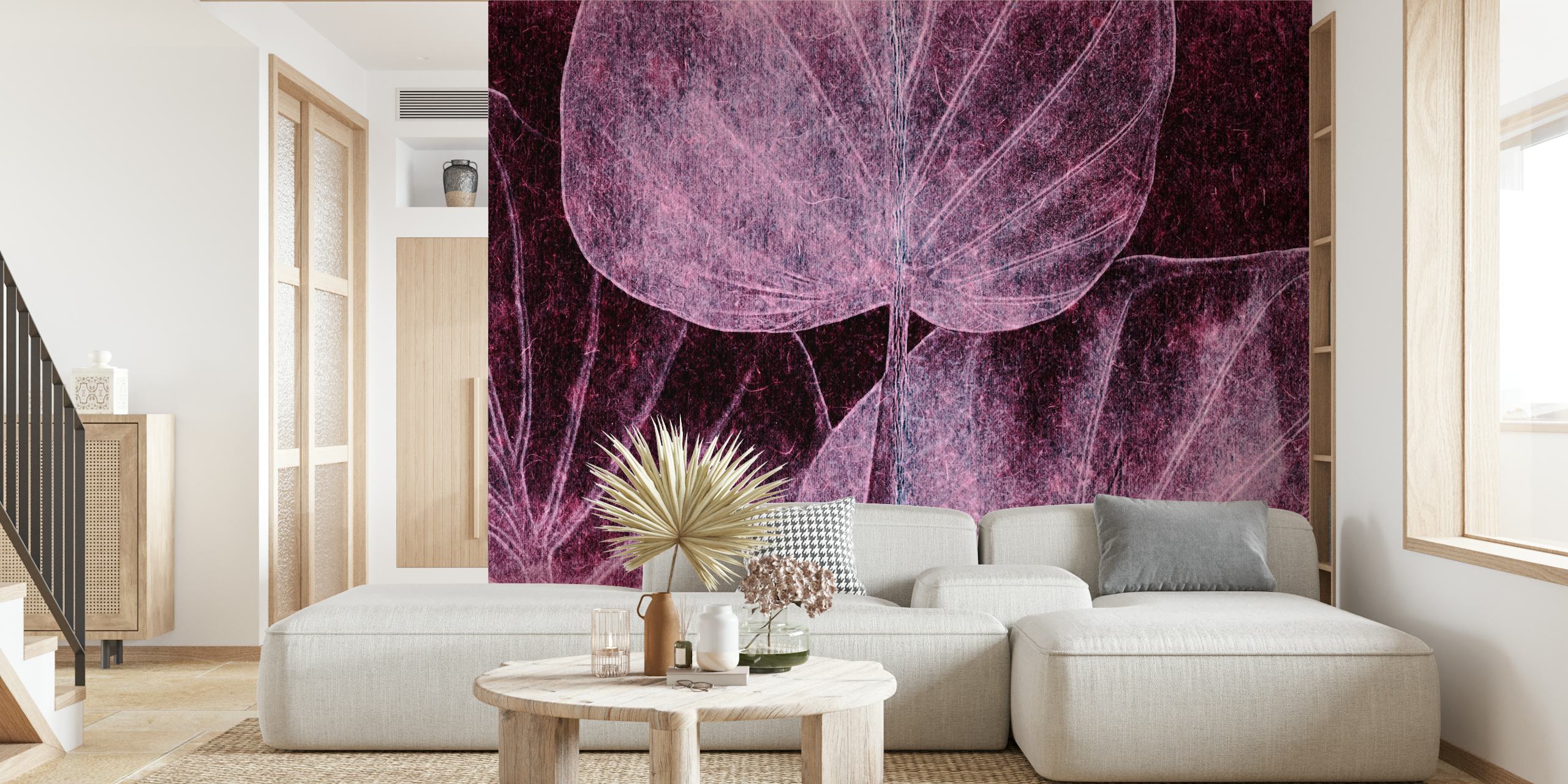 Japandi Leaf Grunge tapet i et rum