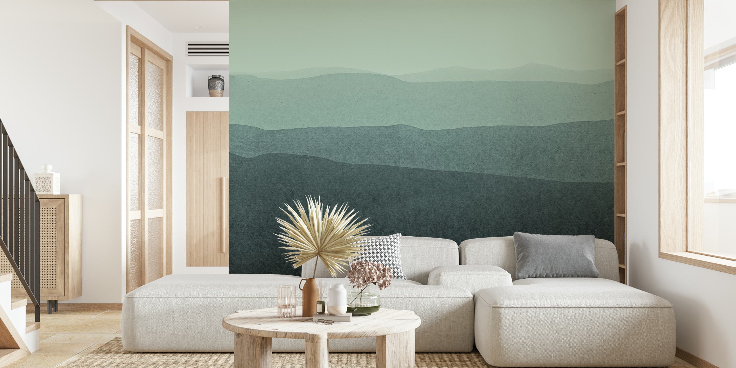 Gradient horizon tapet i ett modernt rum