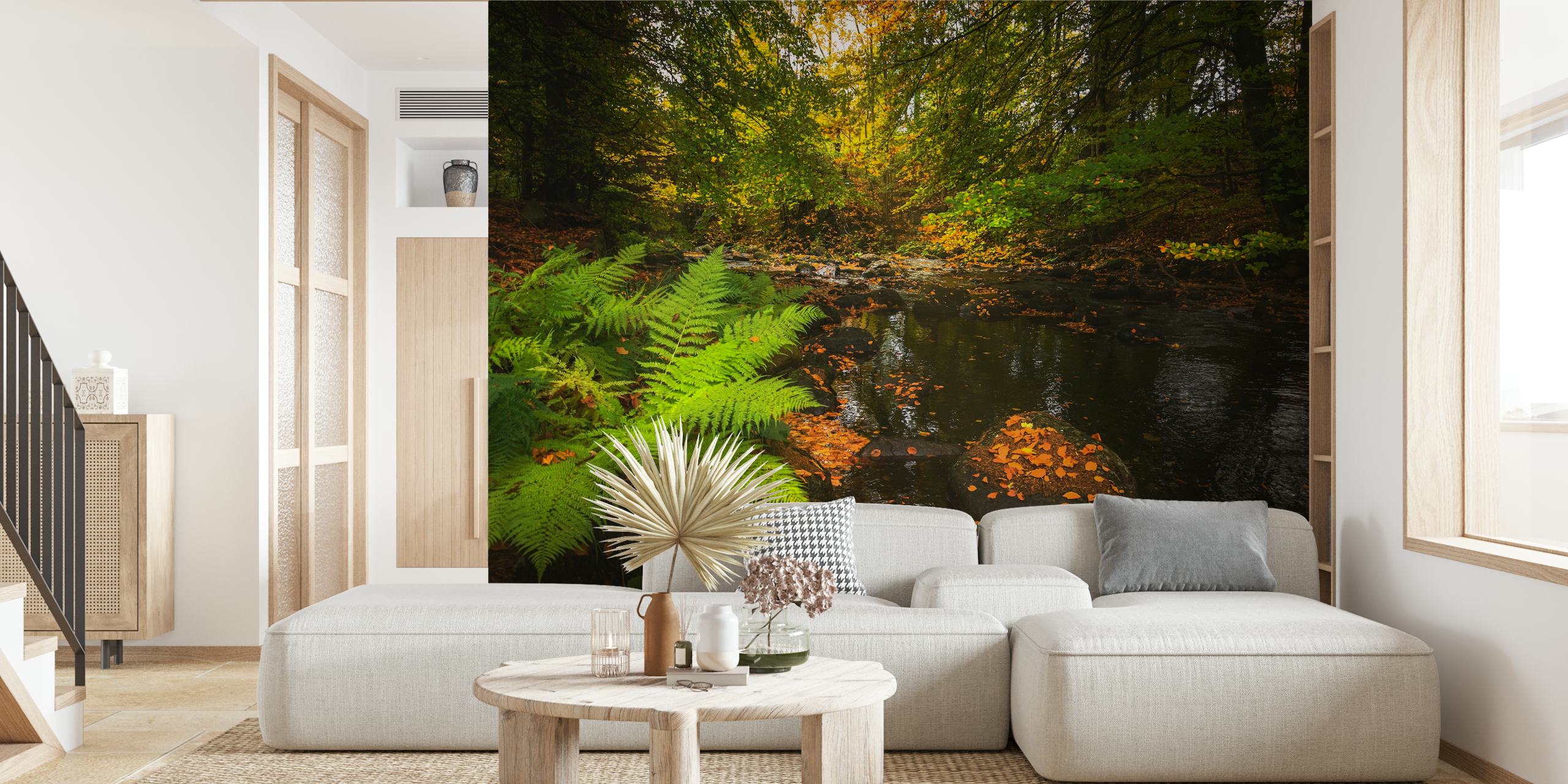 Autumn Colours at Lake behang in een kamer