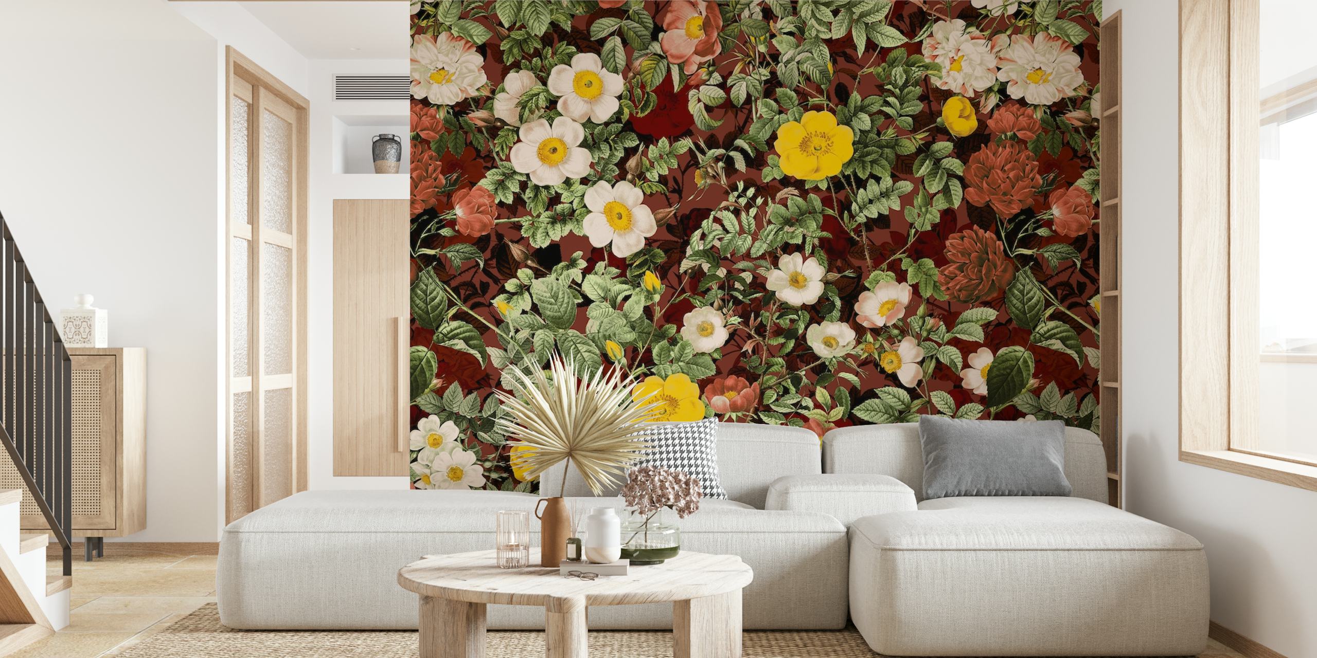 Bloemenpatroon behang in een kamer