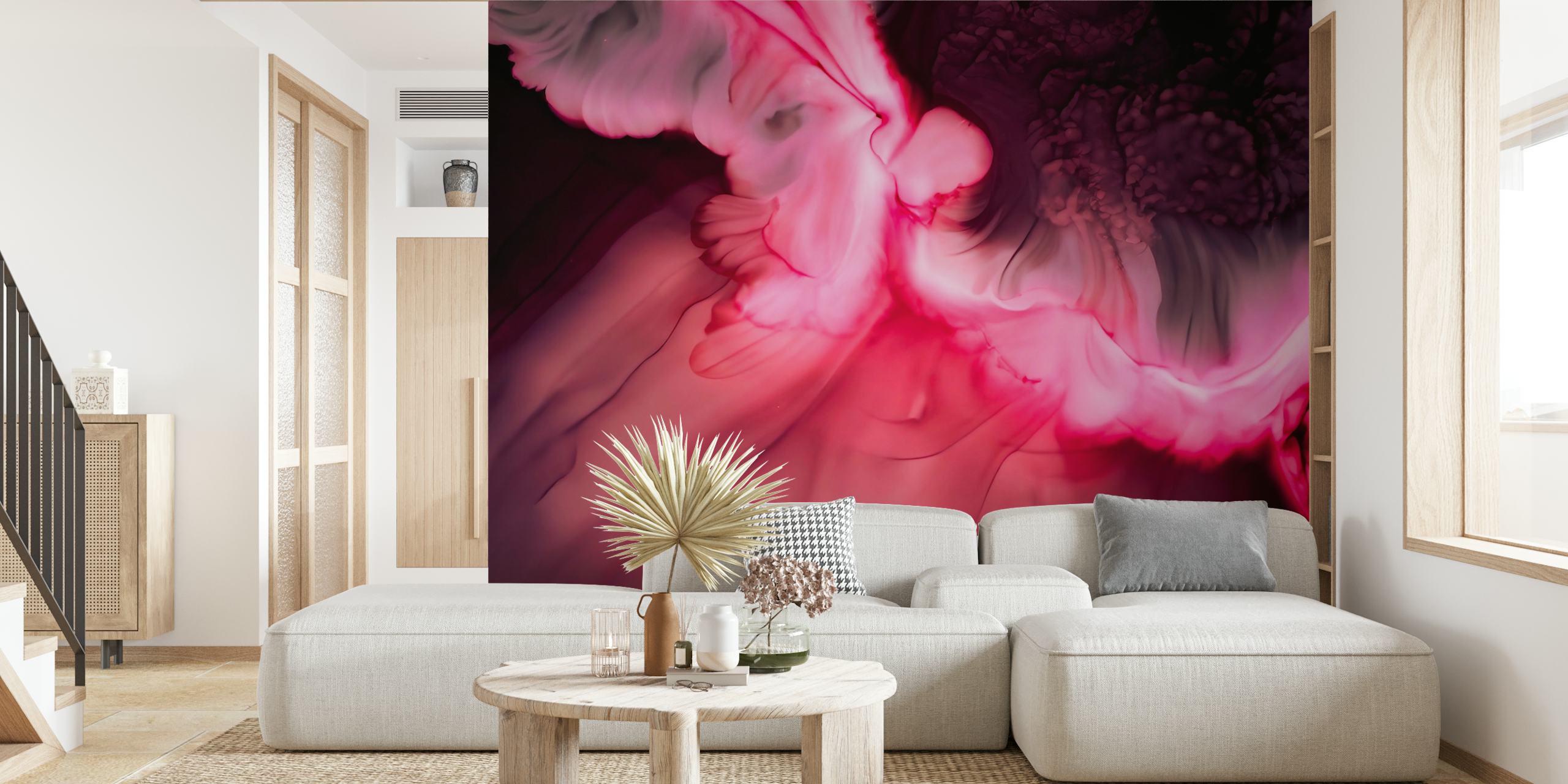 Carta da parati Pink ink abstract in un ambiente