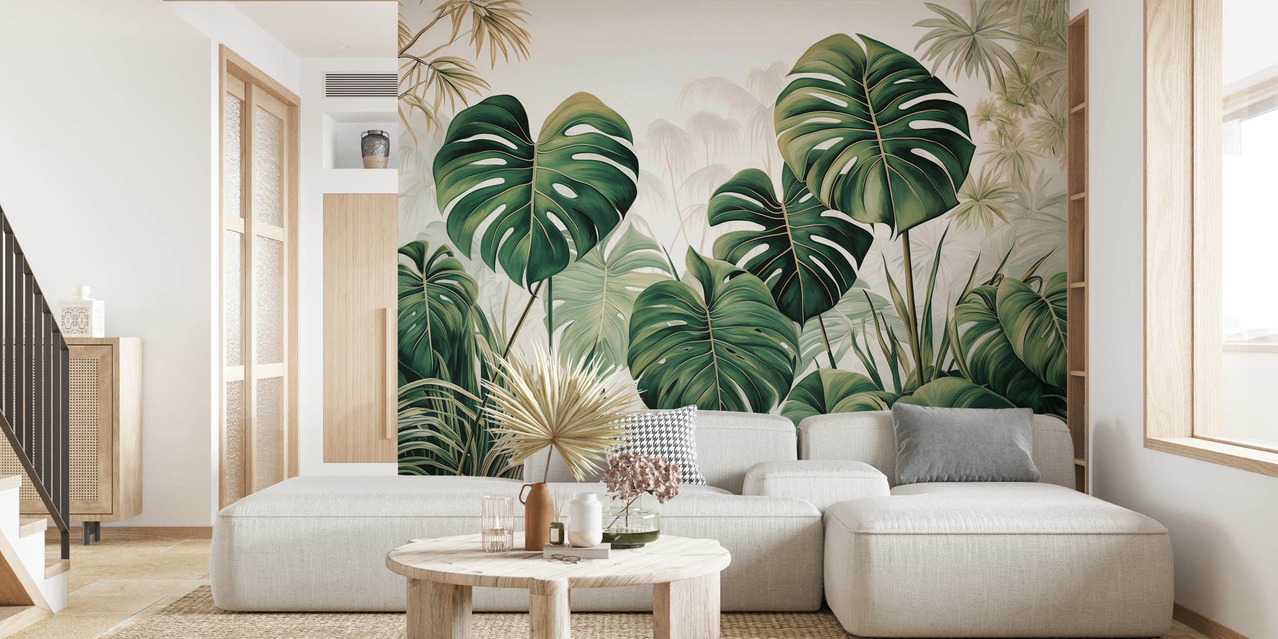 Forest Finesse wallpaper featuring lush green leaves