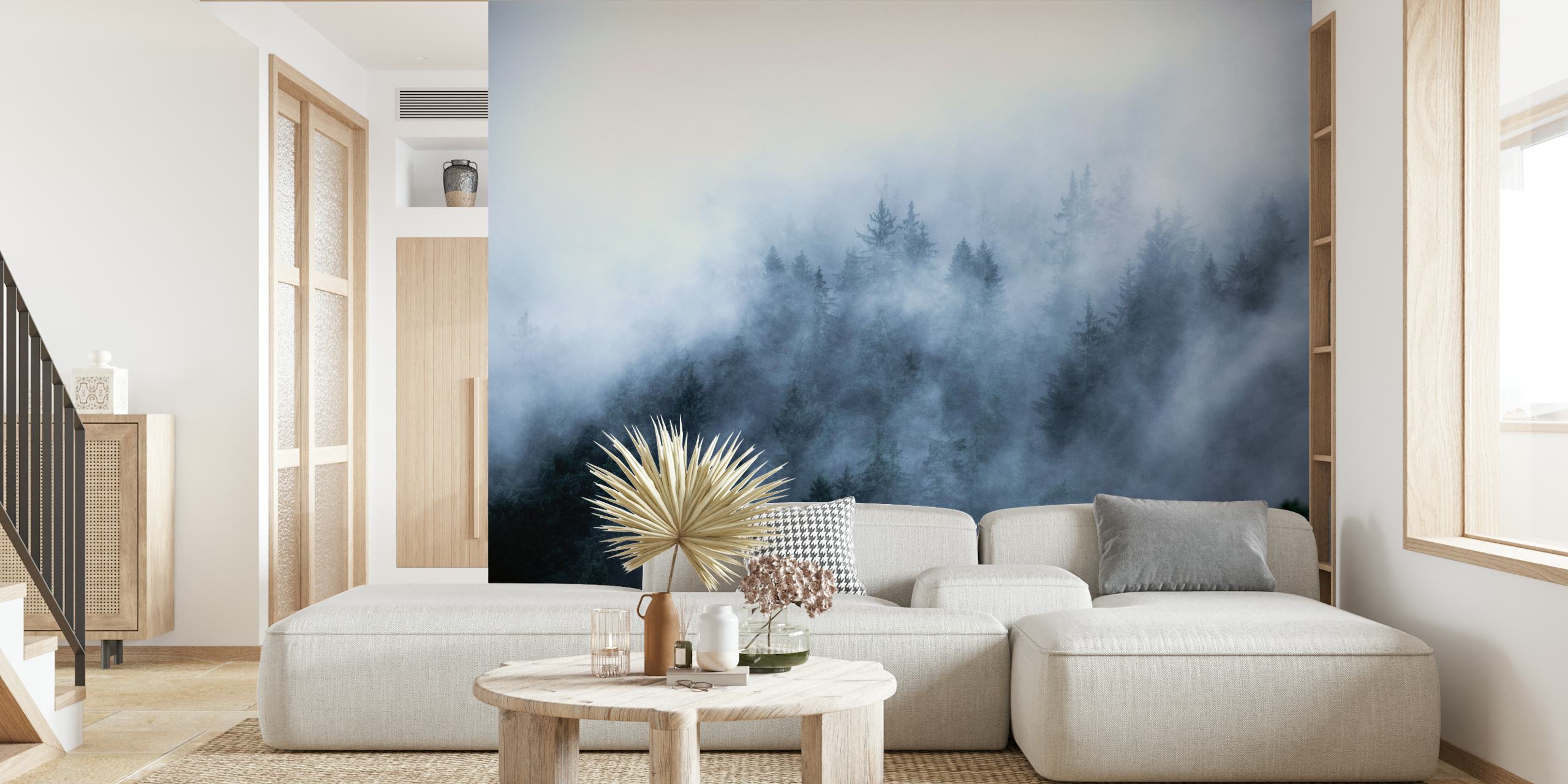 Papel pintado Foggy Woods en una habitación elegante