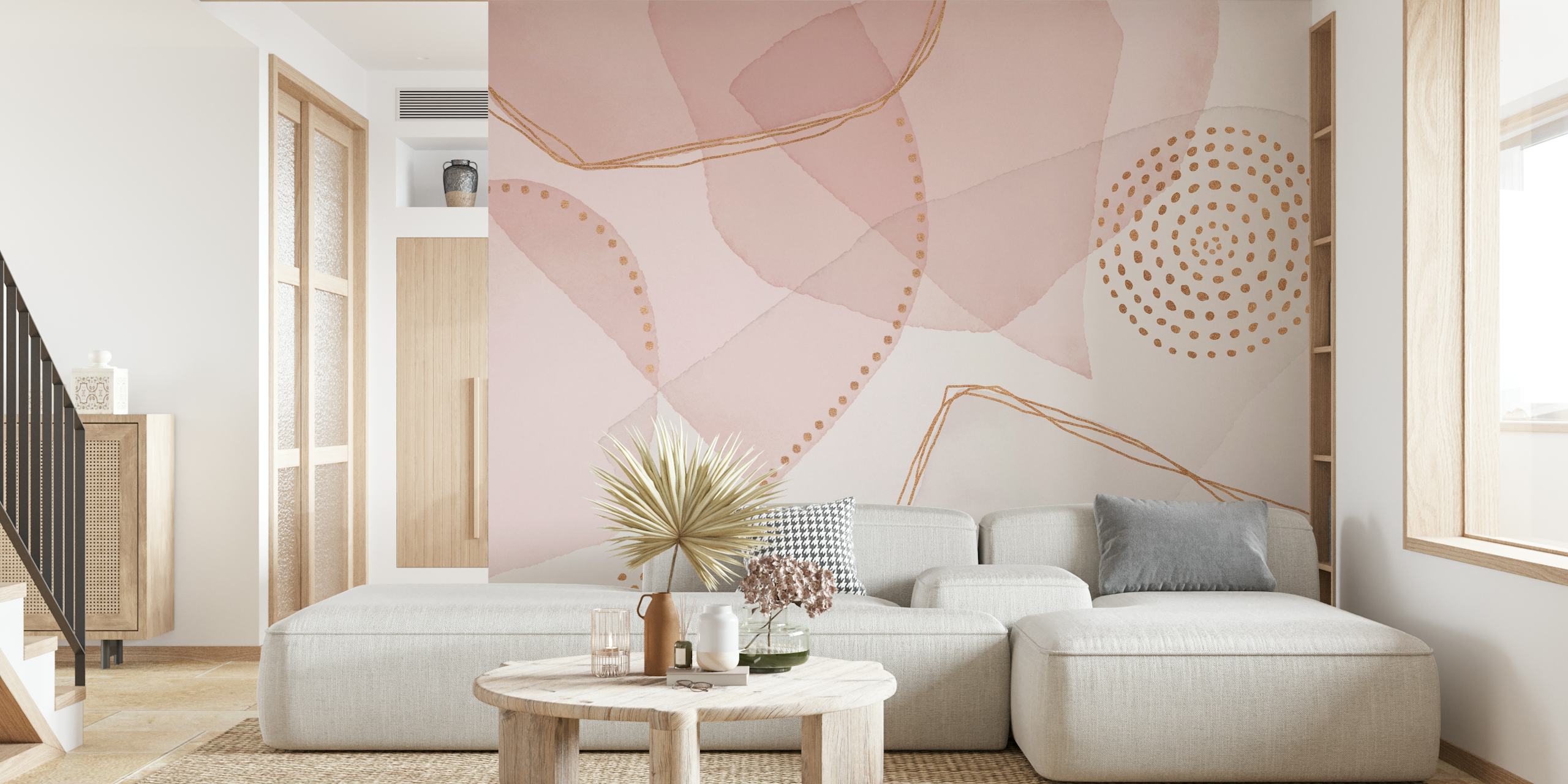 Pastel αφηρημένα σχήματα τοιχογραφία με μια μποέμ πολυτελή ατμόσφαιρα