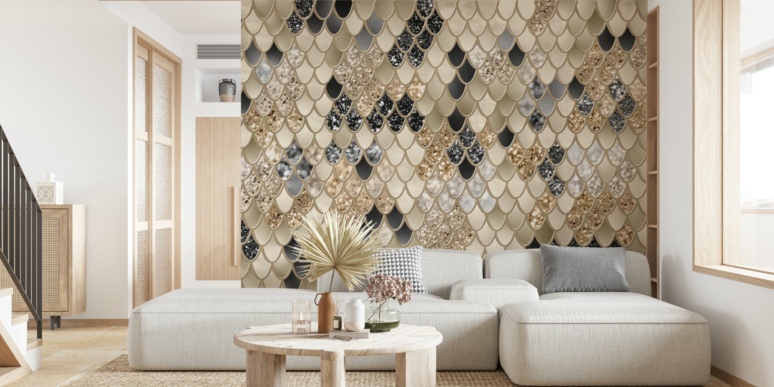 Gold Black Mermaid Scales tapetdesign