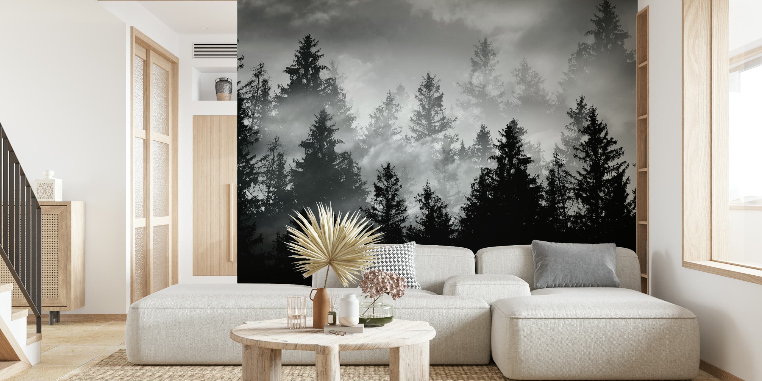 Carta da parati Black & White Forest Dream 2 in una stanza