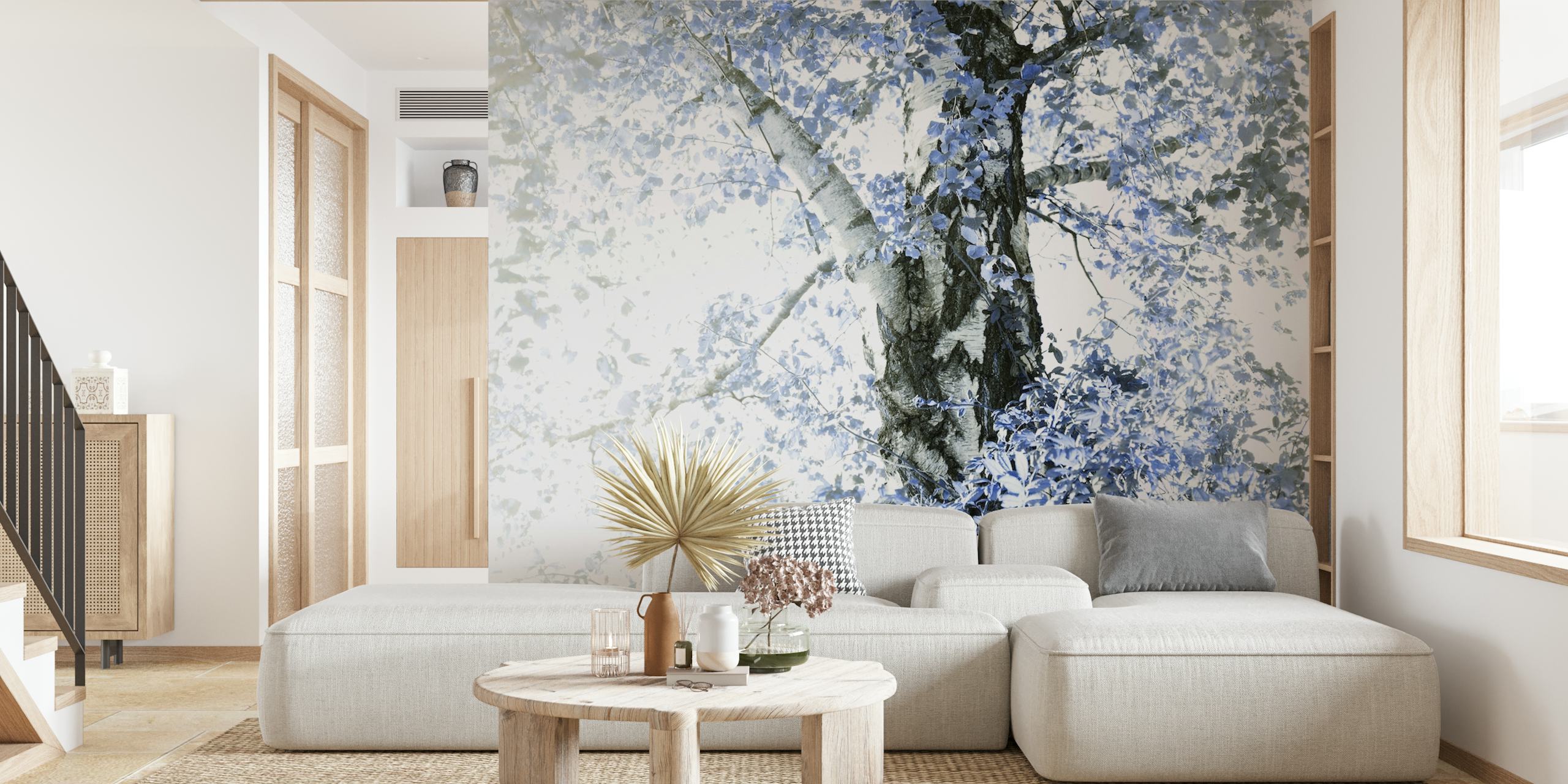 Birch tree tapetdesign i et rom
