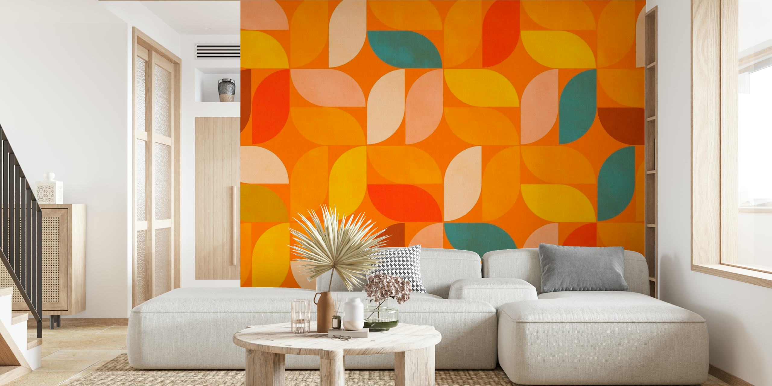 Geometric shapes mid century wallpaper
