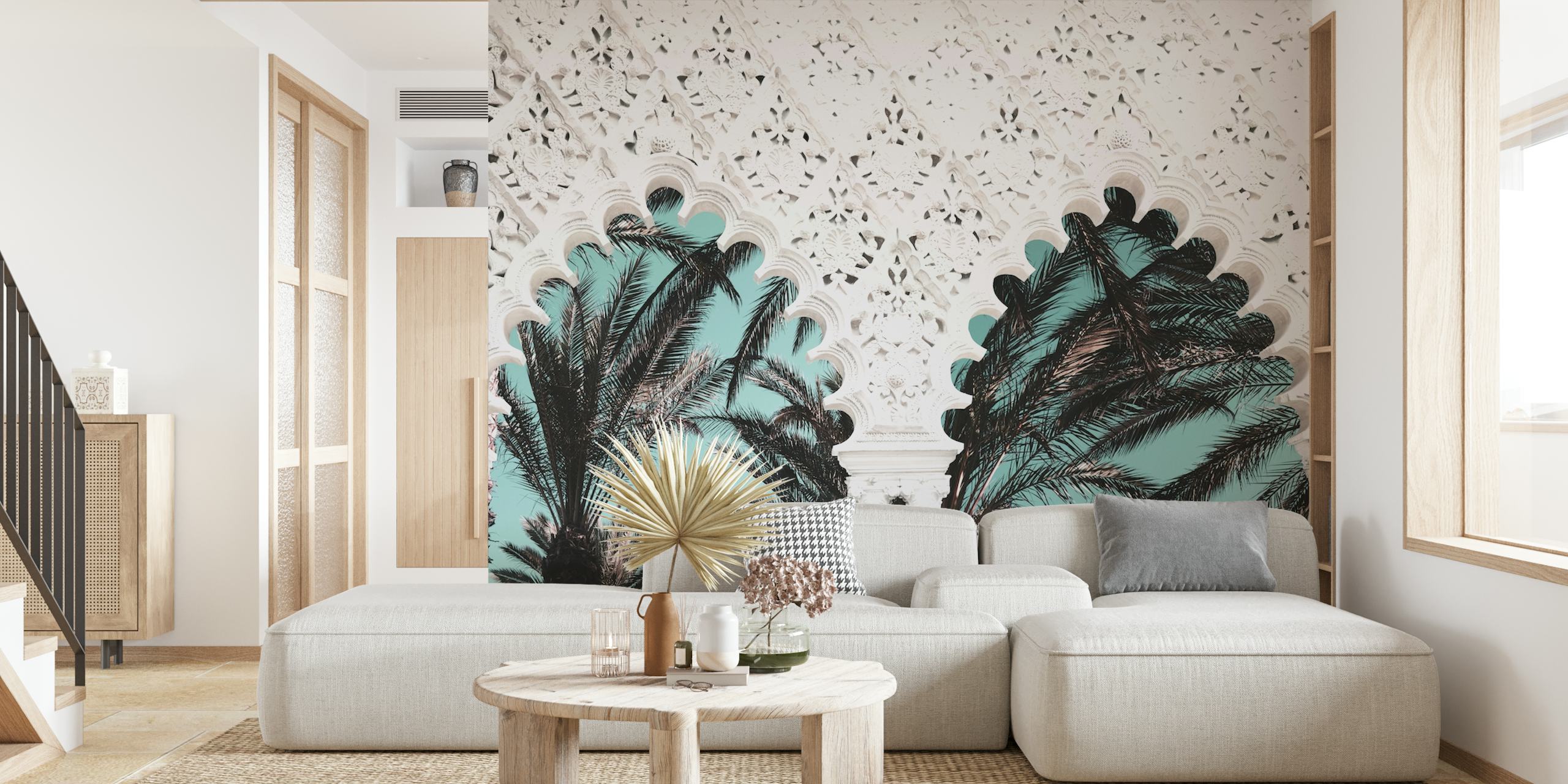 Palm Dream Arches 1 wallpaper in a room