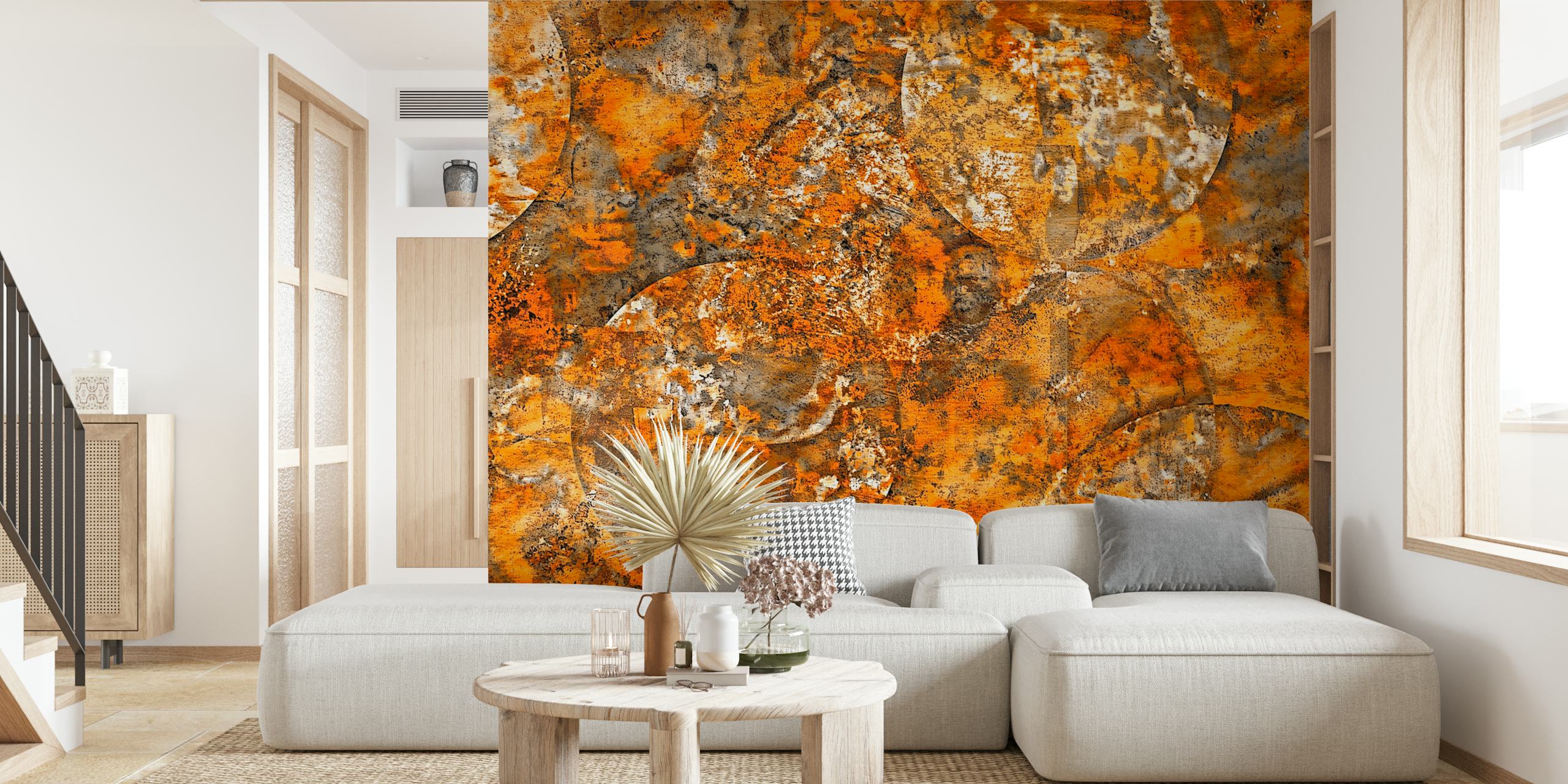 Rust textured orange and gray pattern wallpaper