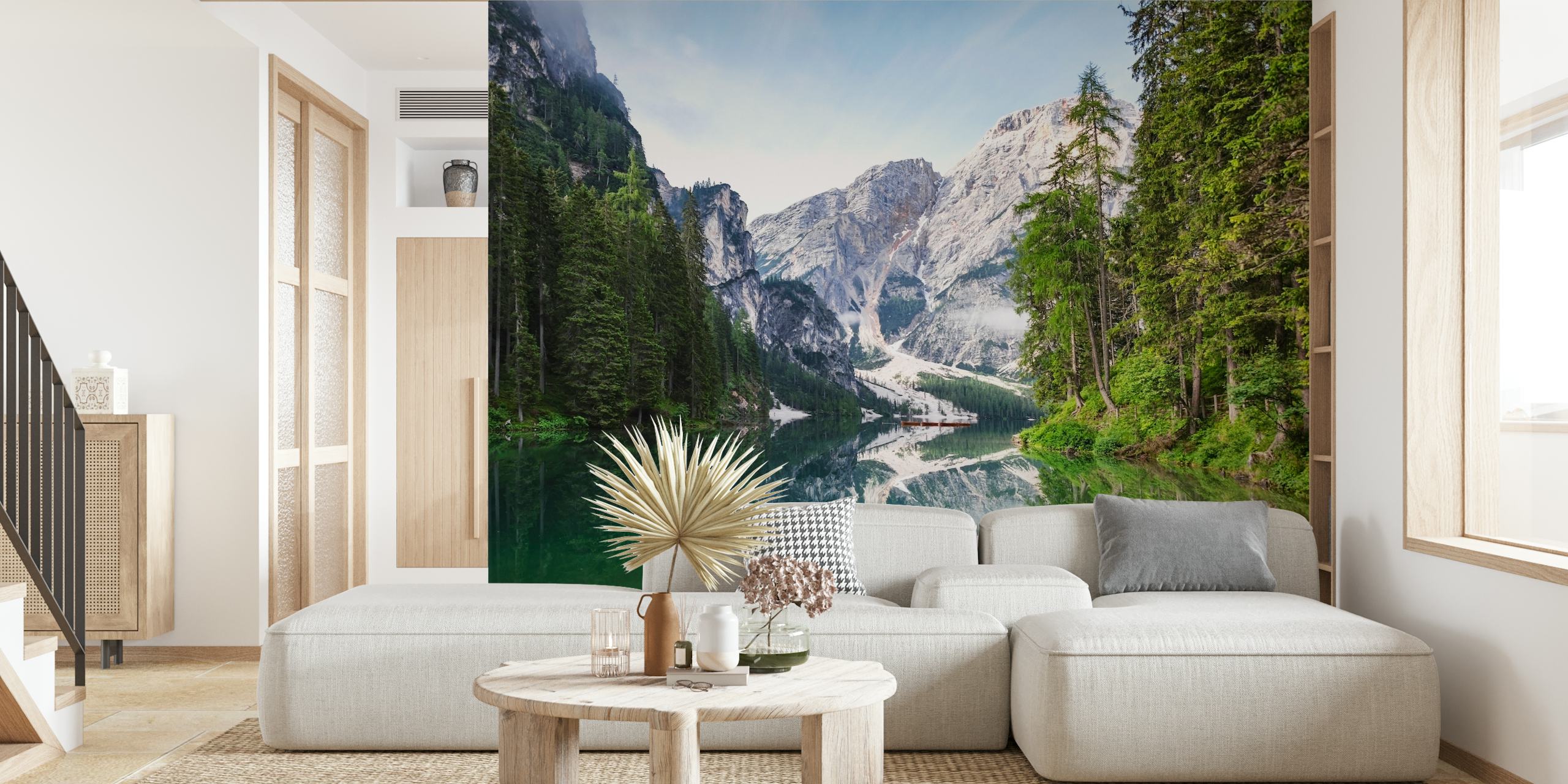 Braies Lake behang in een kamer