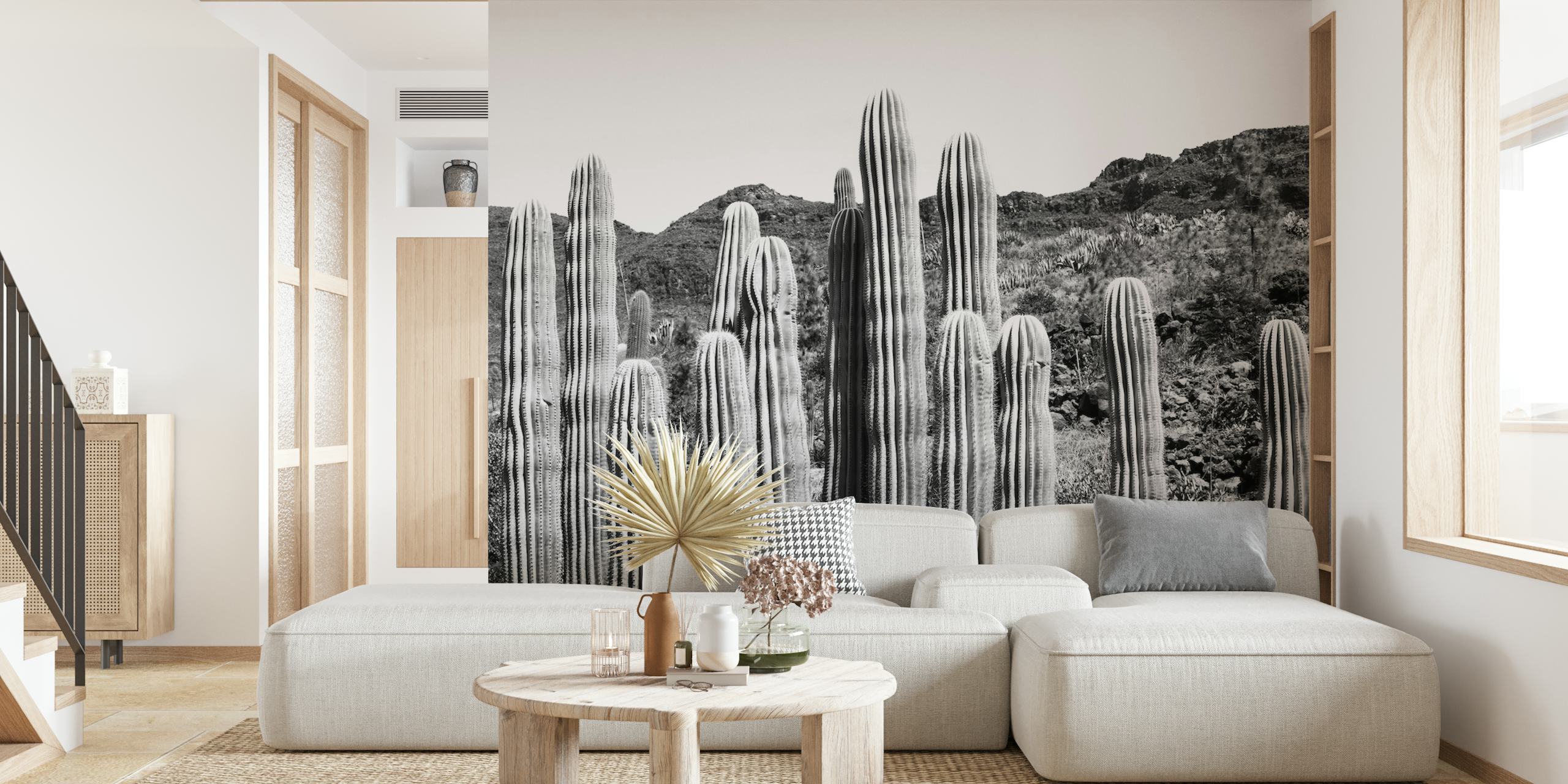 Cactus Oasis 4 wallpaper displayed in a room