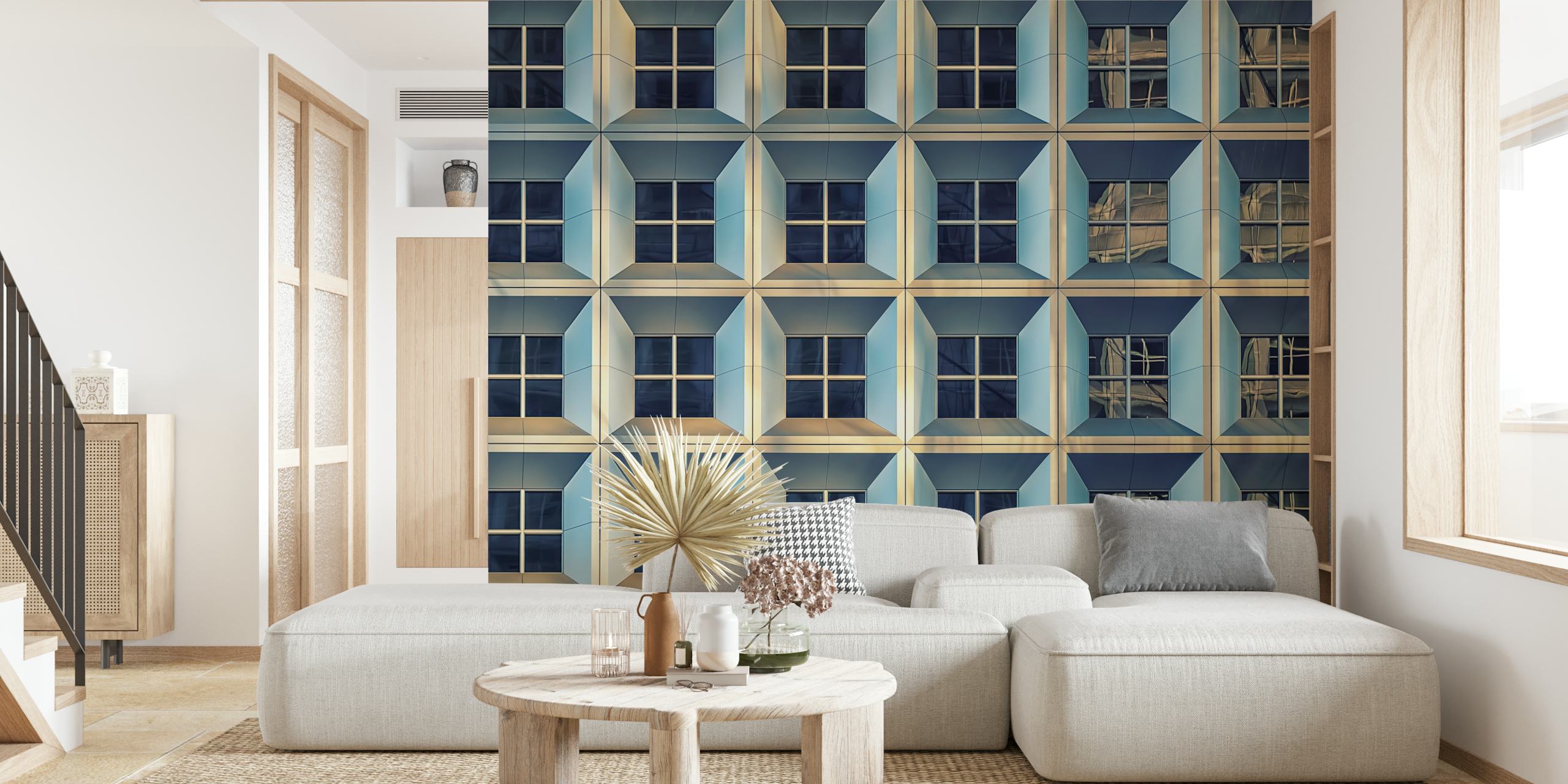 Modern Facade behang in een kamersetting
