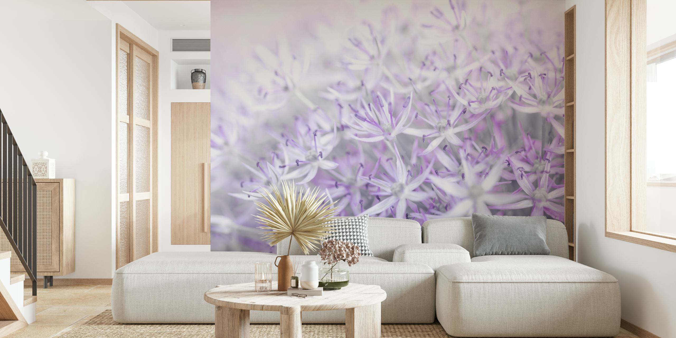 Papier peint photo gros plan de subtiles fleurs d'allium violettes