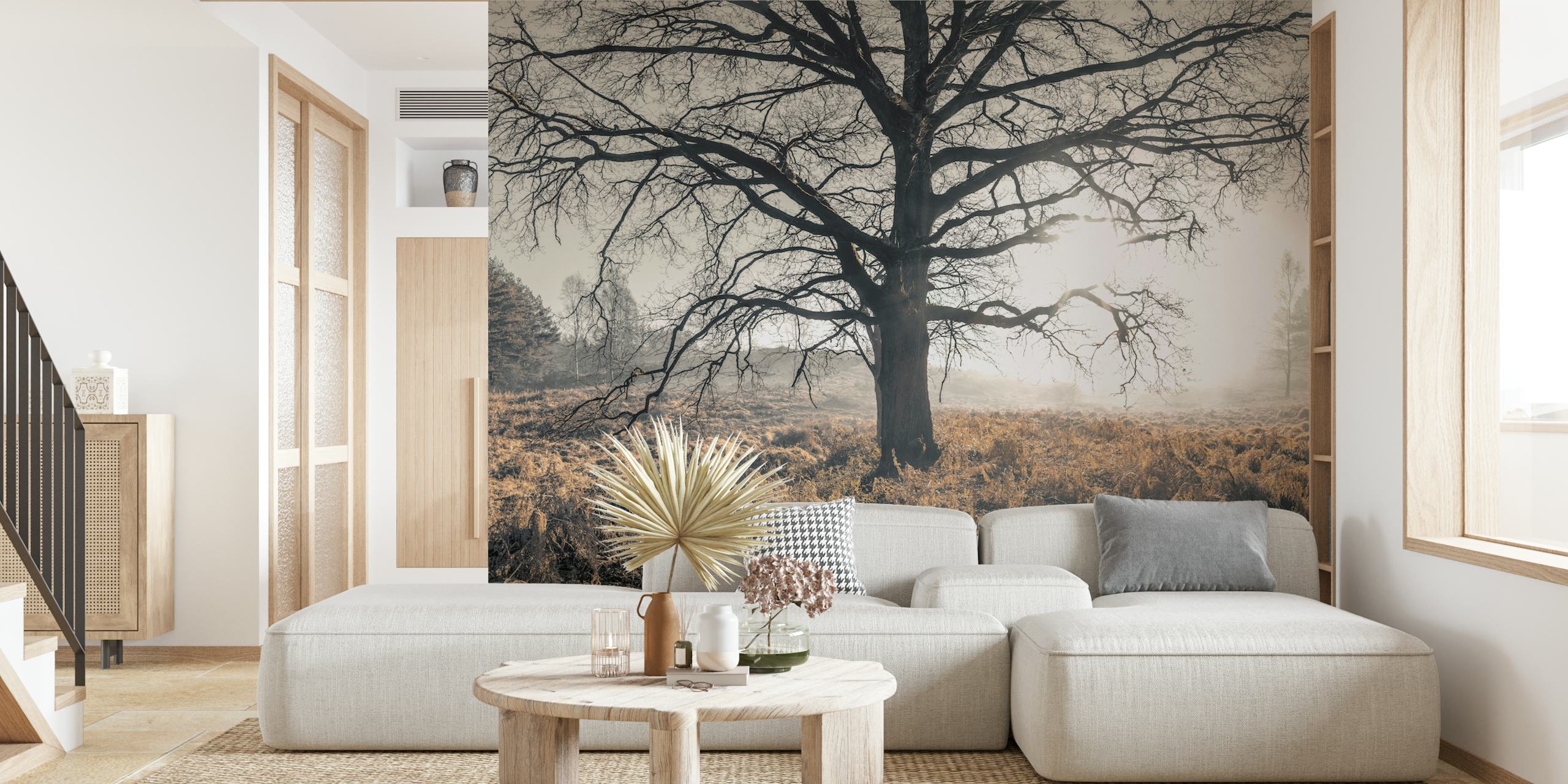 Misty Tree wallpaper displayed in a room