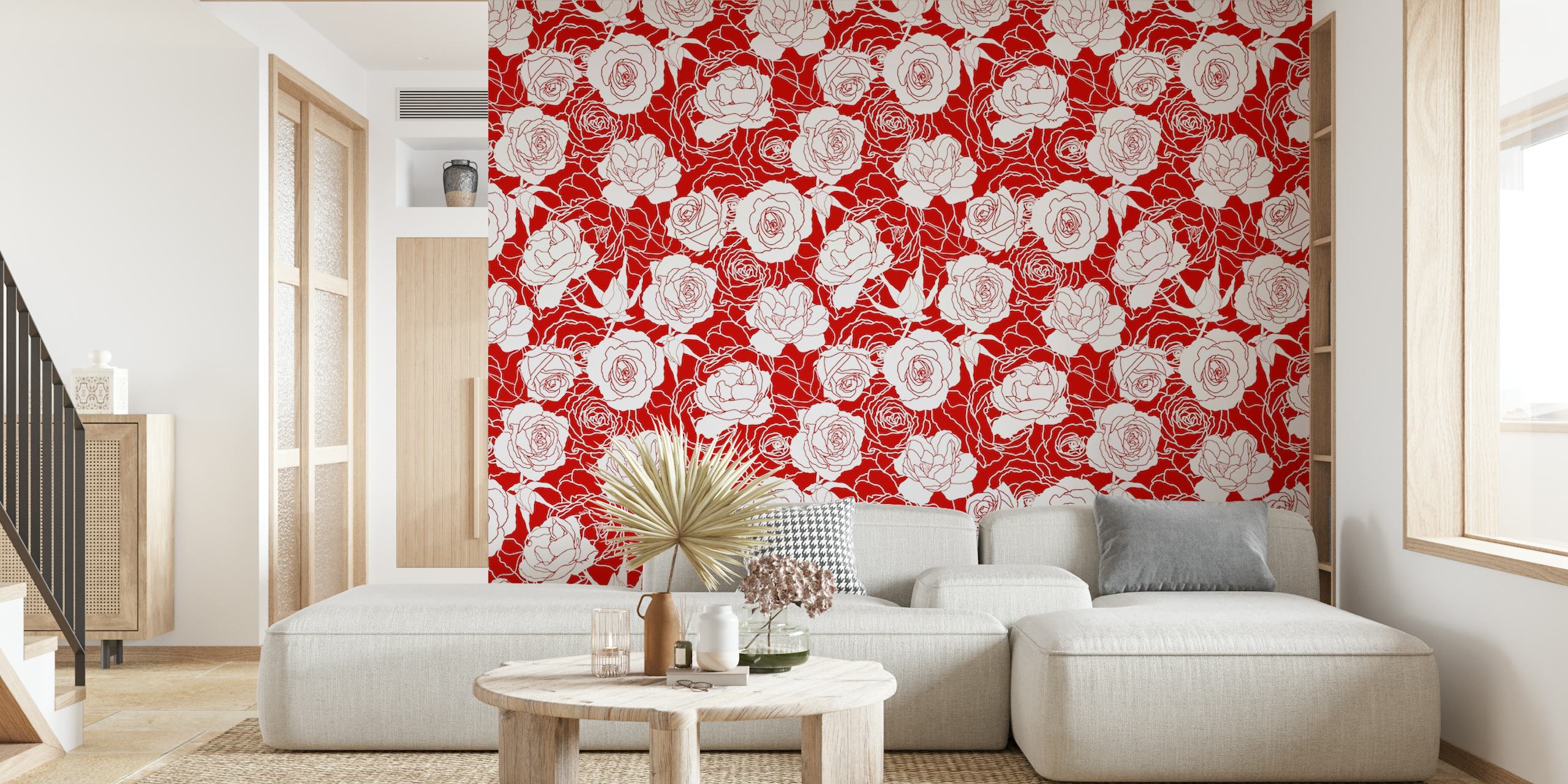 Seamless Roses 4 wallpaper in een kamer