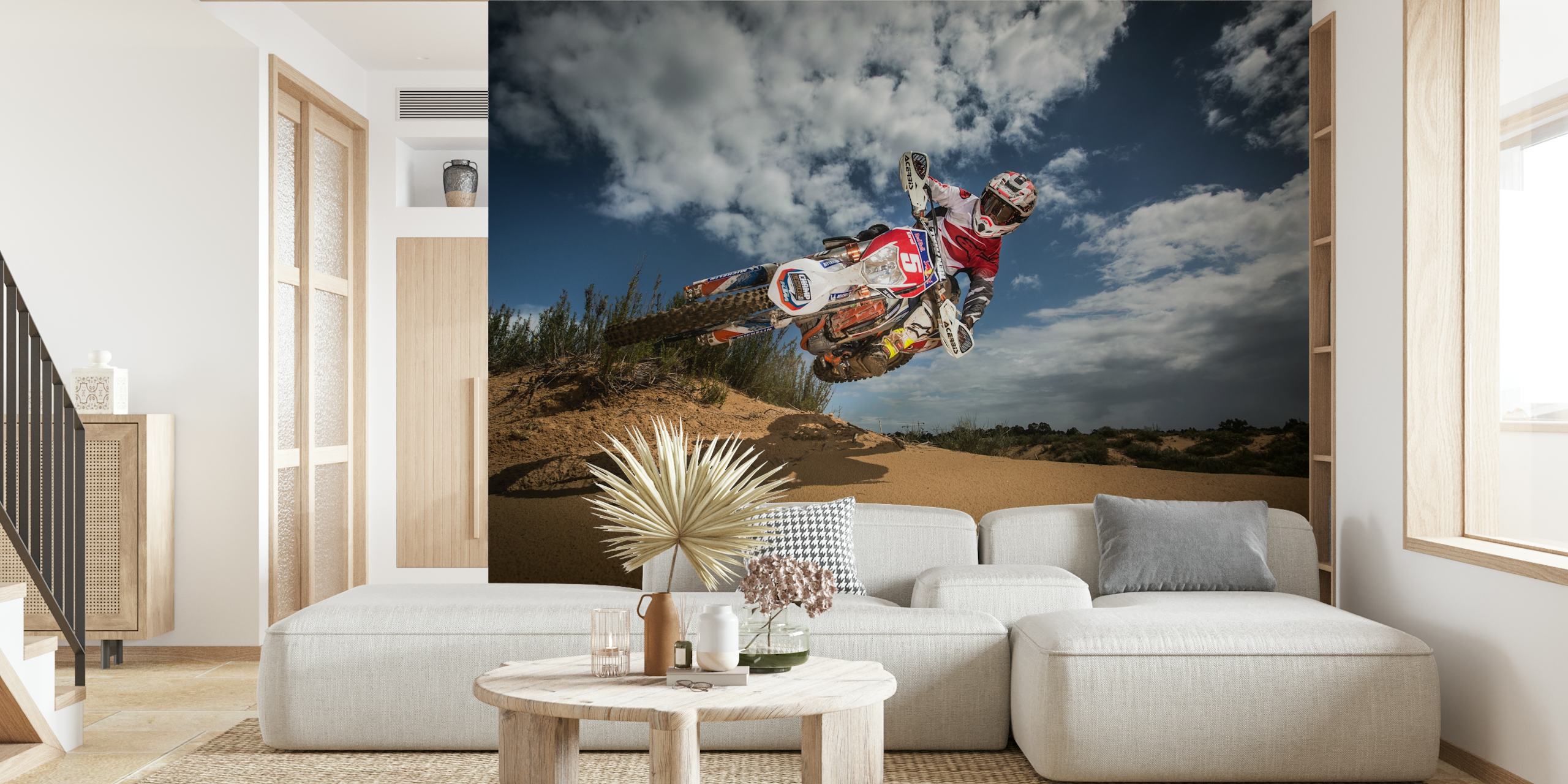 Dynamisk motorsykkel aksjon tapet i et rom