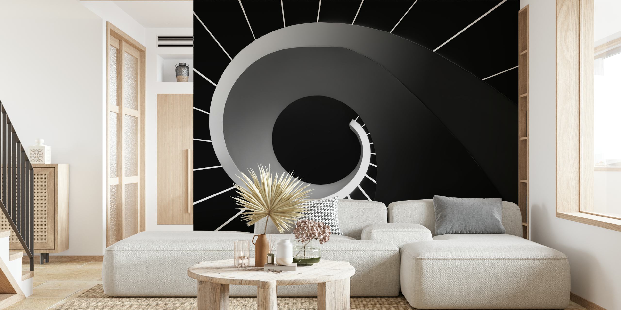 Design de papel de parede espiral elegante em um quarto