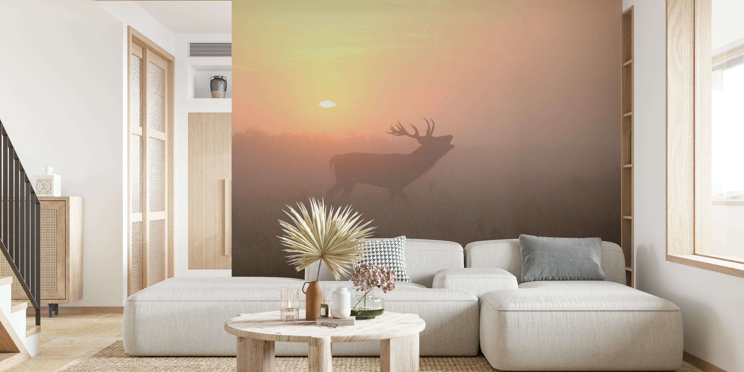 Misty Morning Stag papel pintado