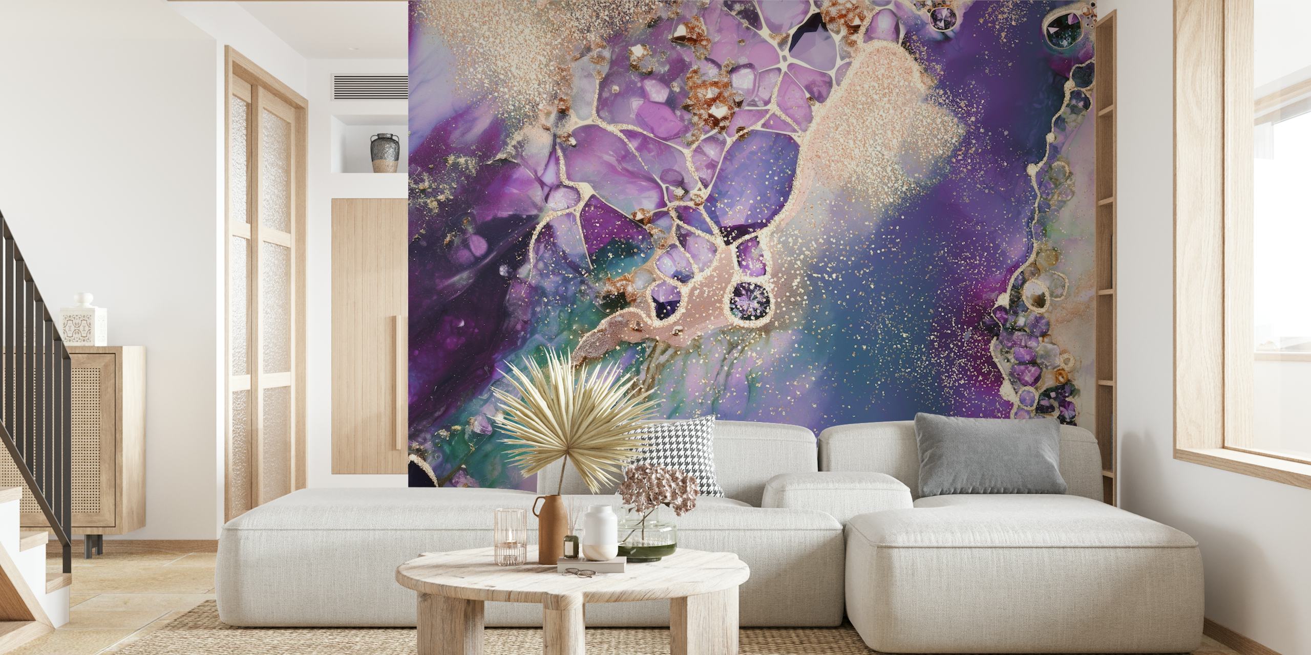 Amethyst Diamonds Gold Papel De Parede Em Um Quarto